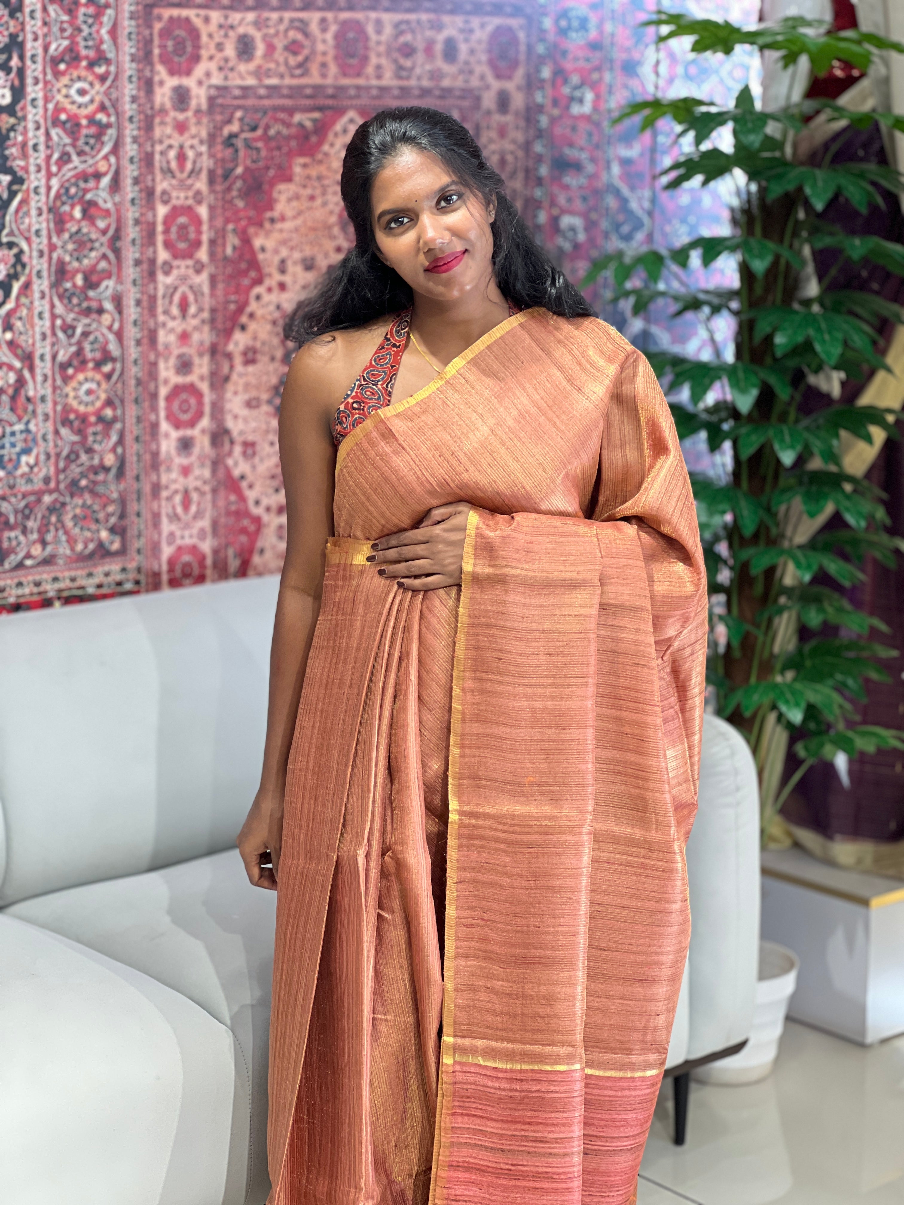 Tissue & Jute Woven Tussar Saree | HS1277