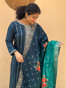Banarasi Pattern Weaving Semi Silk Kurta Set | ABP118
