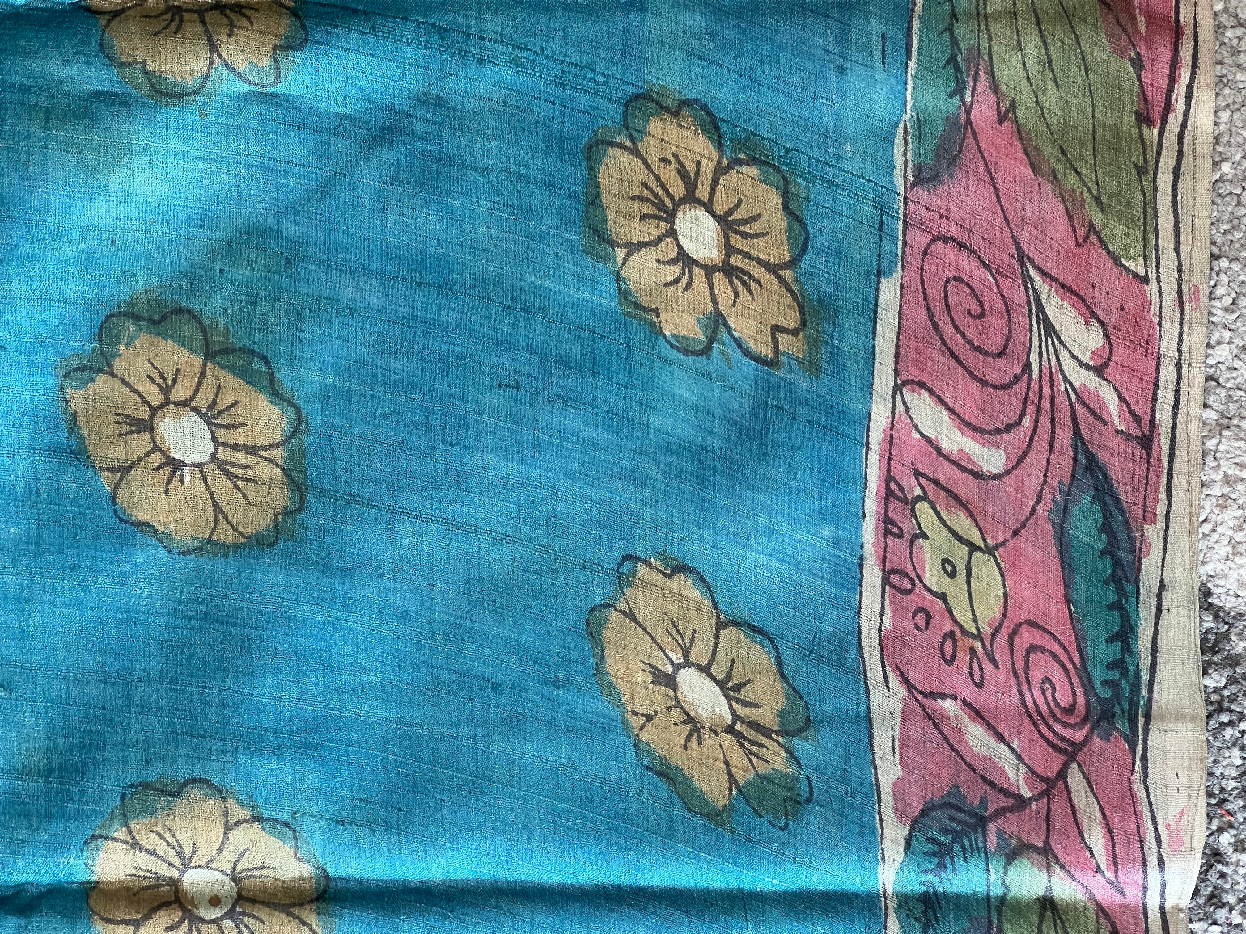 Pen Kalamkari Detailed Pure Tussar Saree | SBS1264