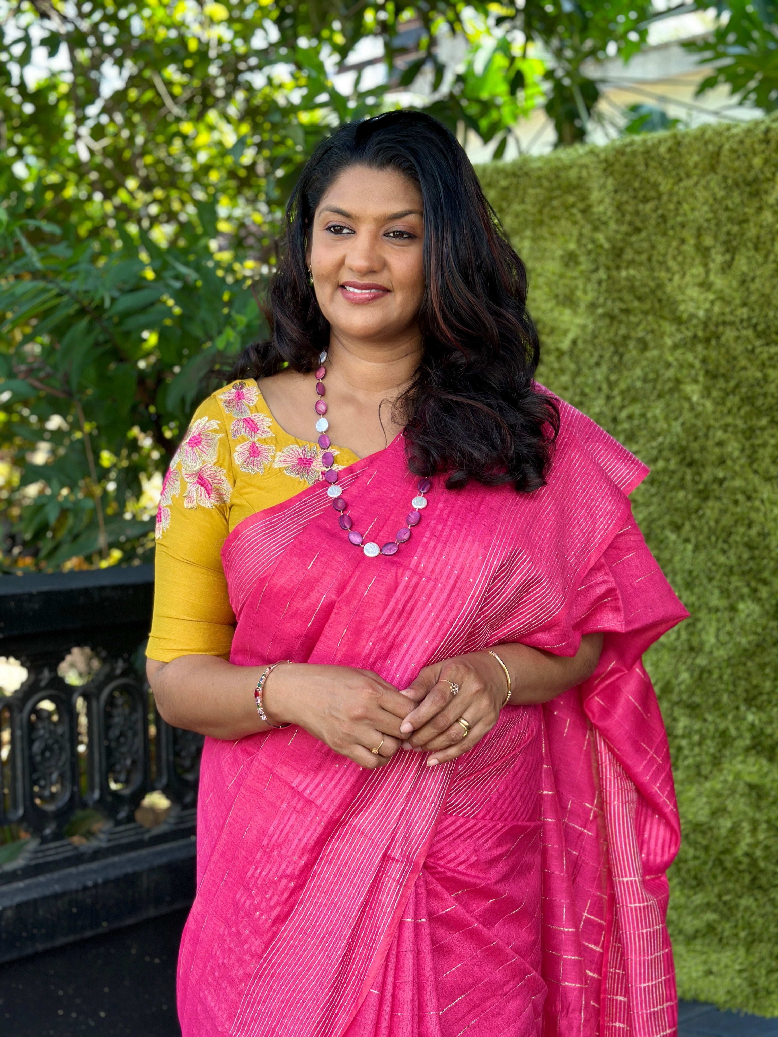 Horizontal Stripe Weaving Pattern Bhagalpuri Linen Saree | SK265