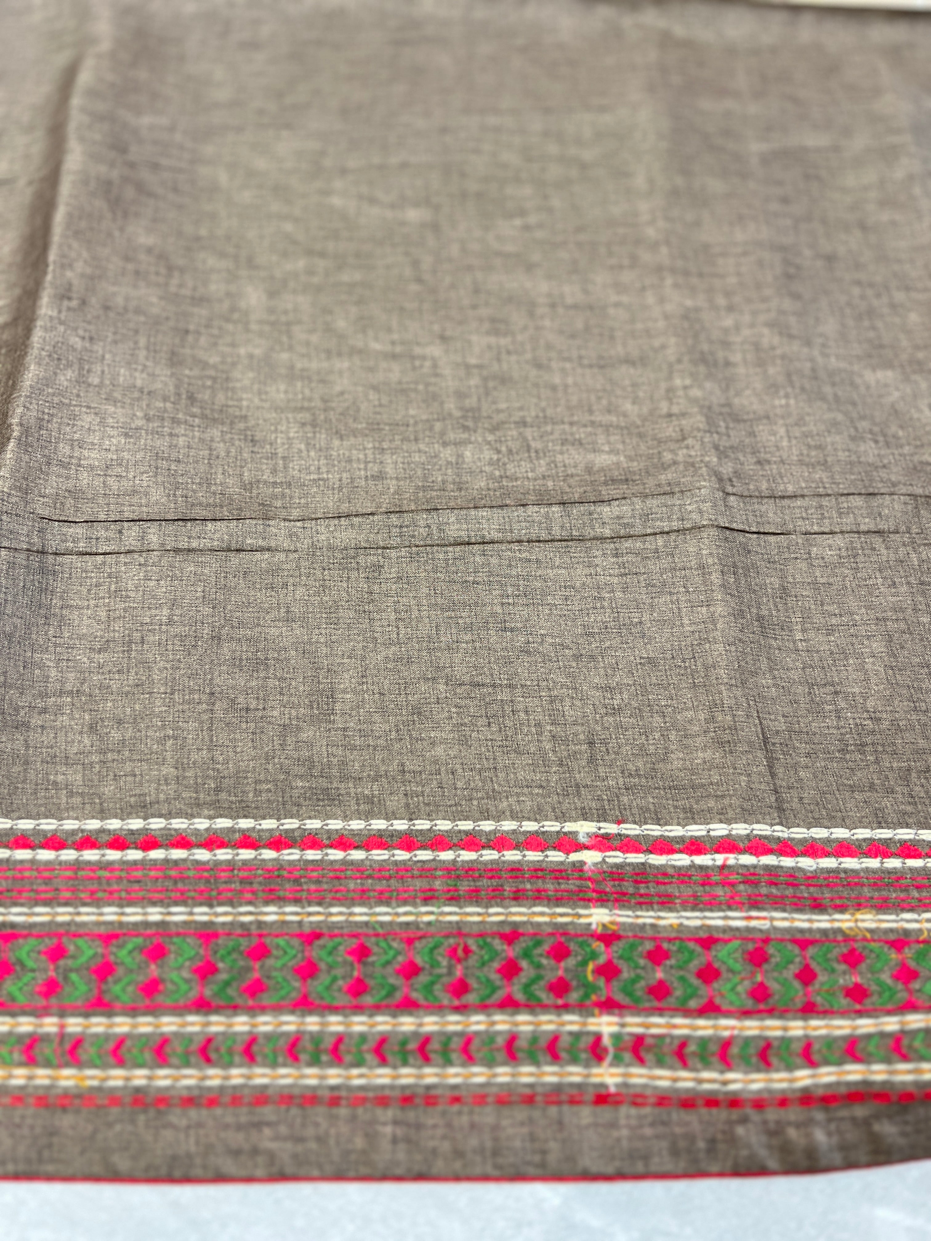 Floral Embroidery Detailed Semi Tussar Saree | SUN464