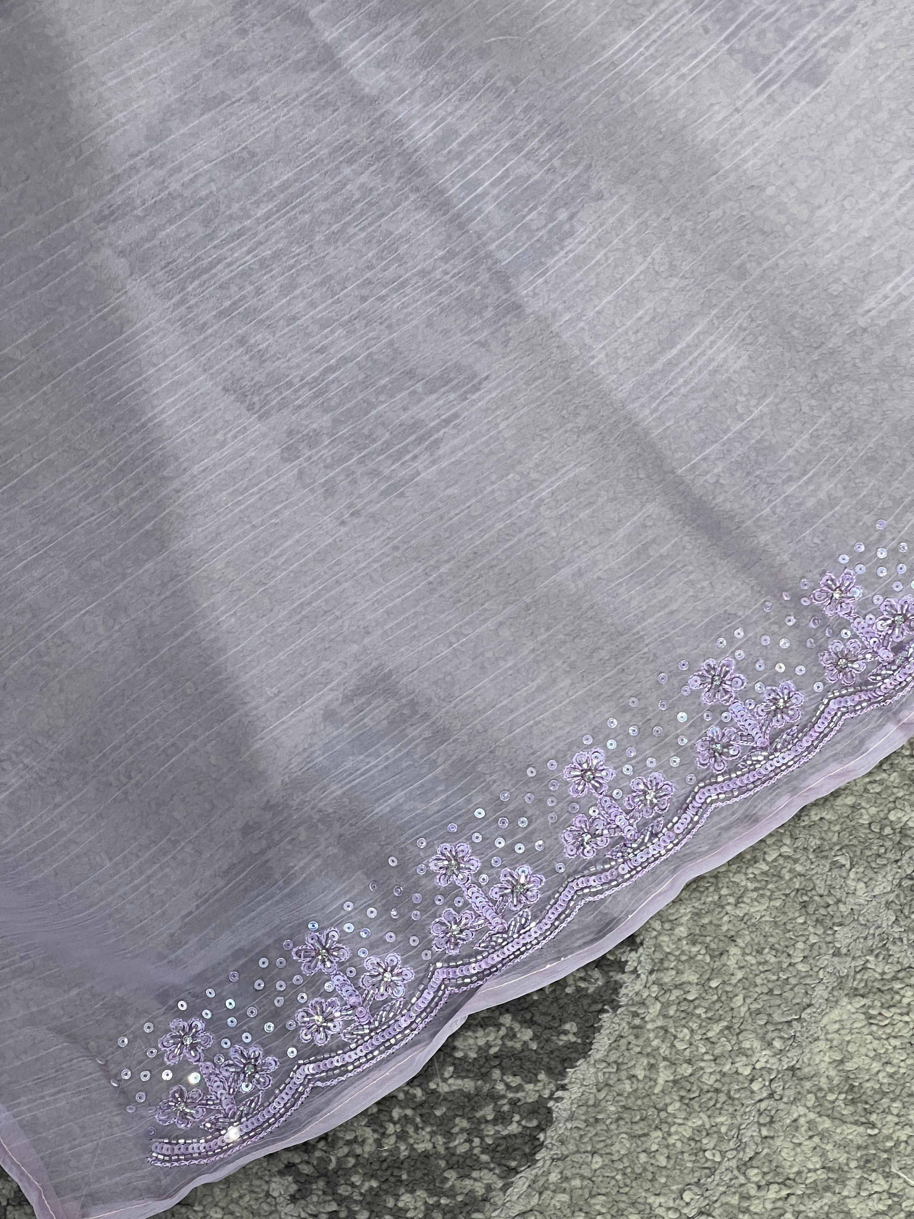 Sequence & Cut Beads Detailed Chiffon Saree | SBP702