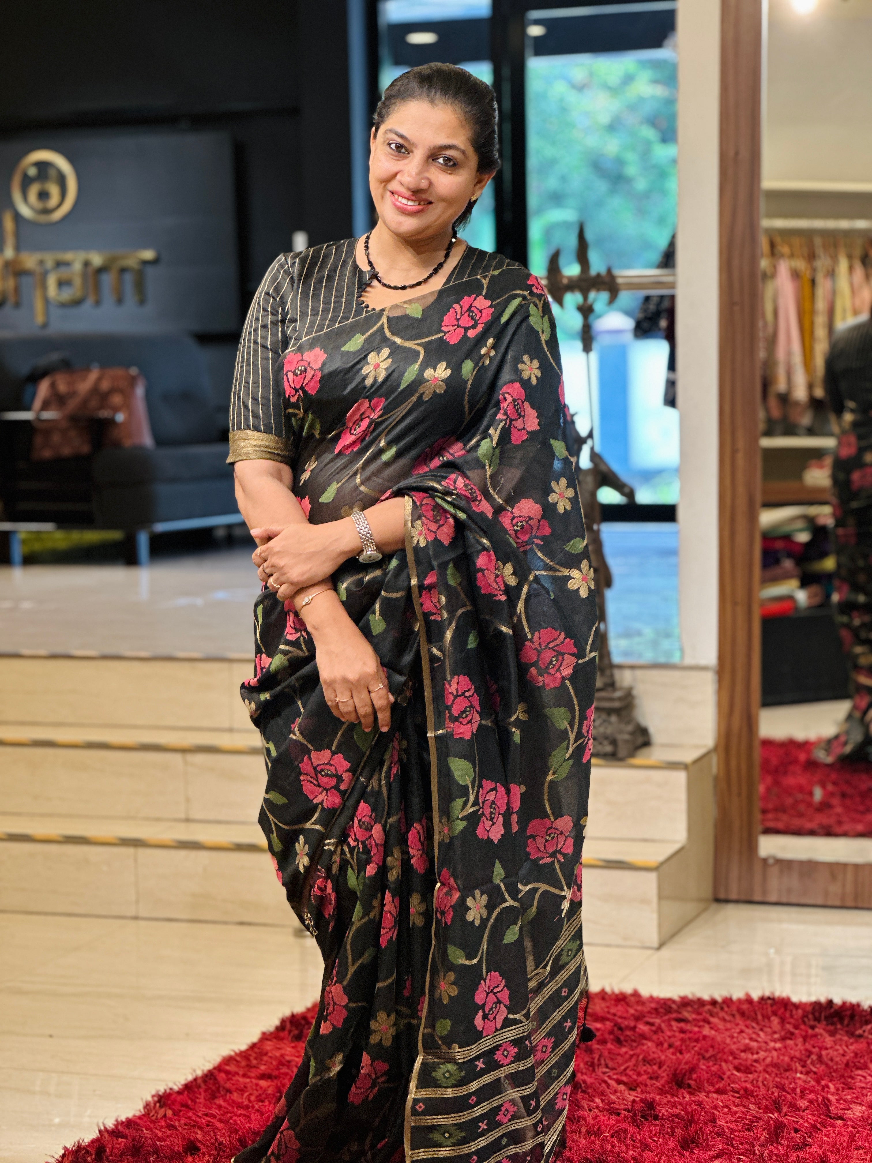 Jamdani Weaved Chanderi Finish Saree | SSN252