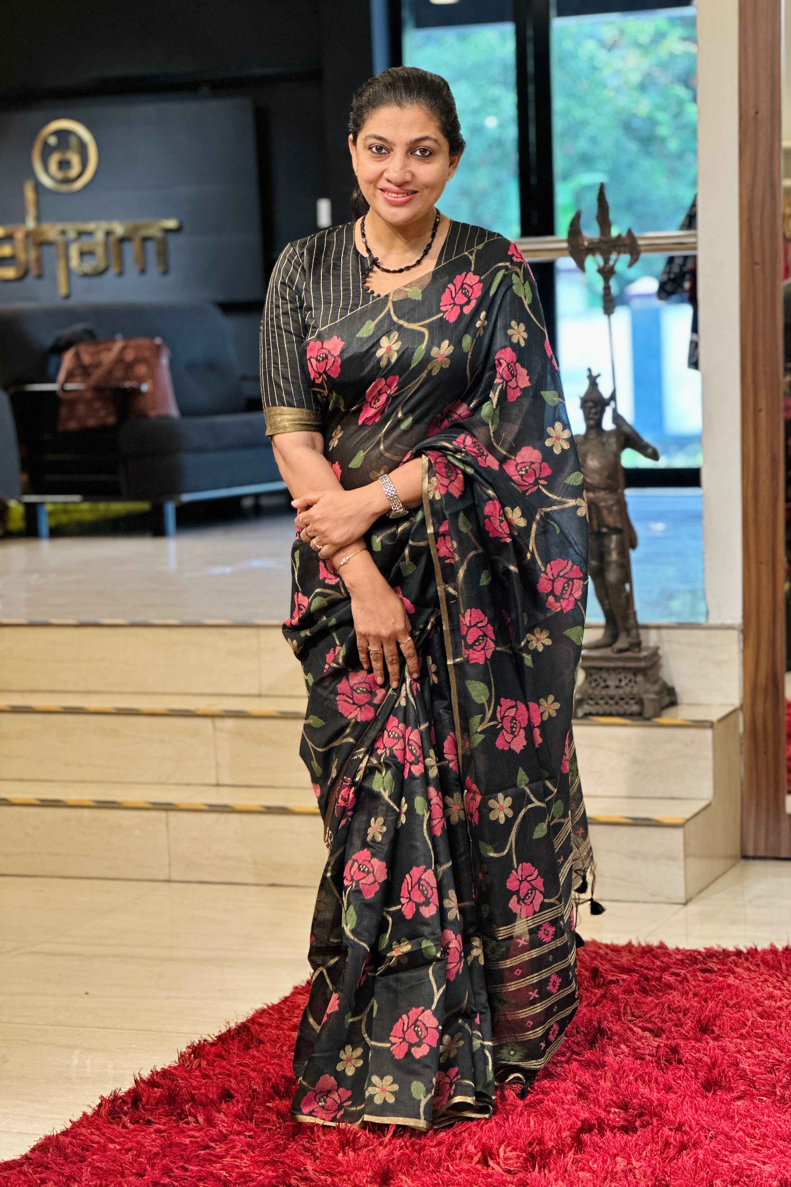 Jamdani Weaved Chanderi Finish Saree | SSN252