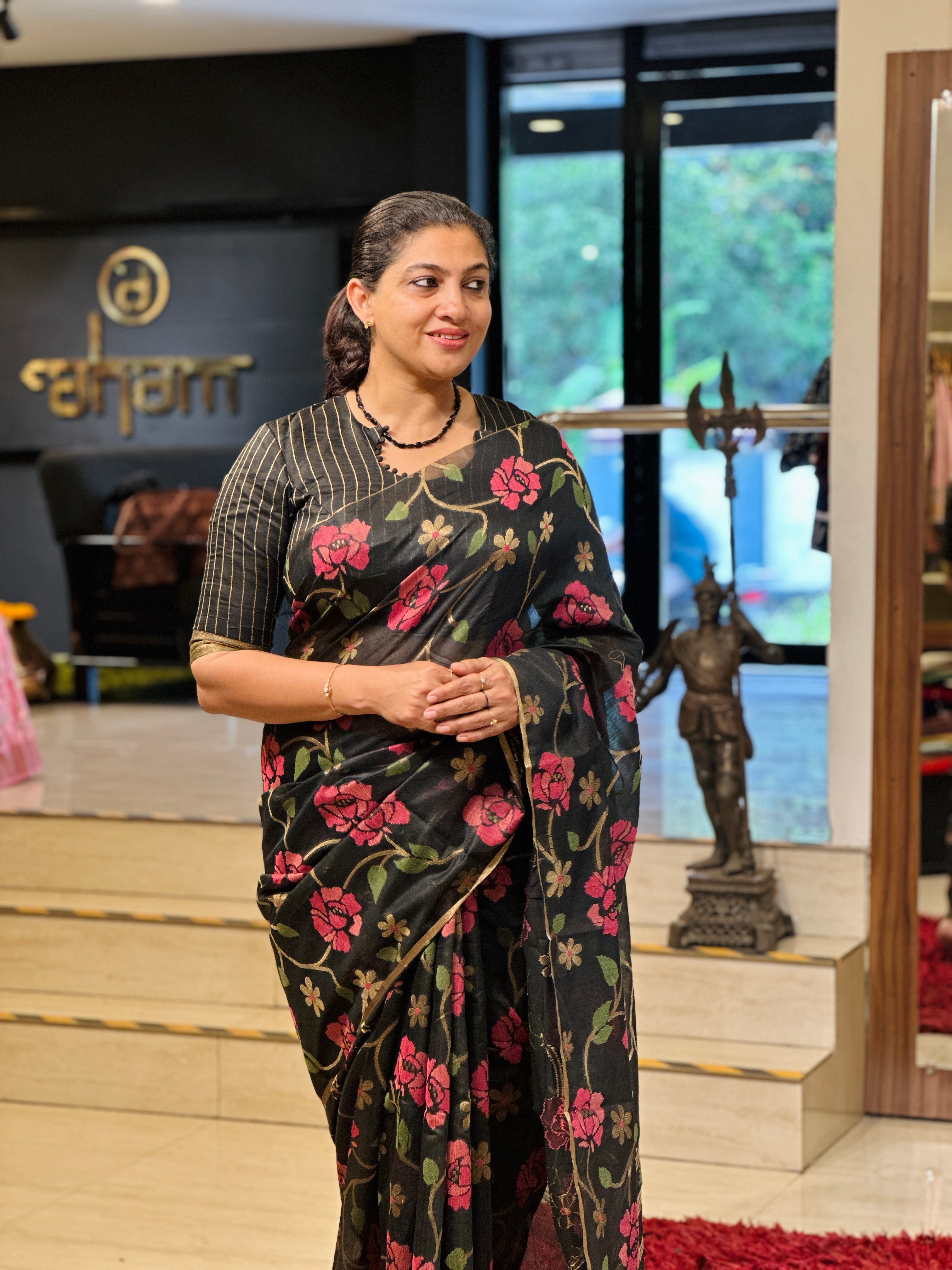Jamdani Weaved Chanderi Finish Saree | SSN252