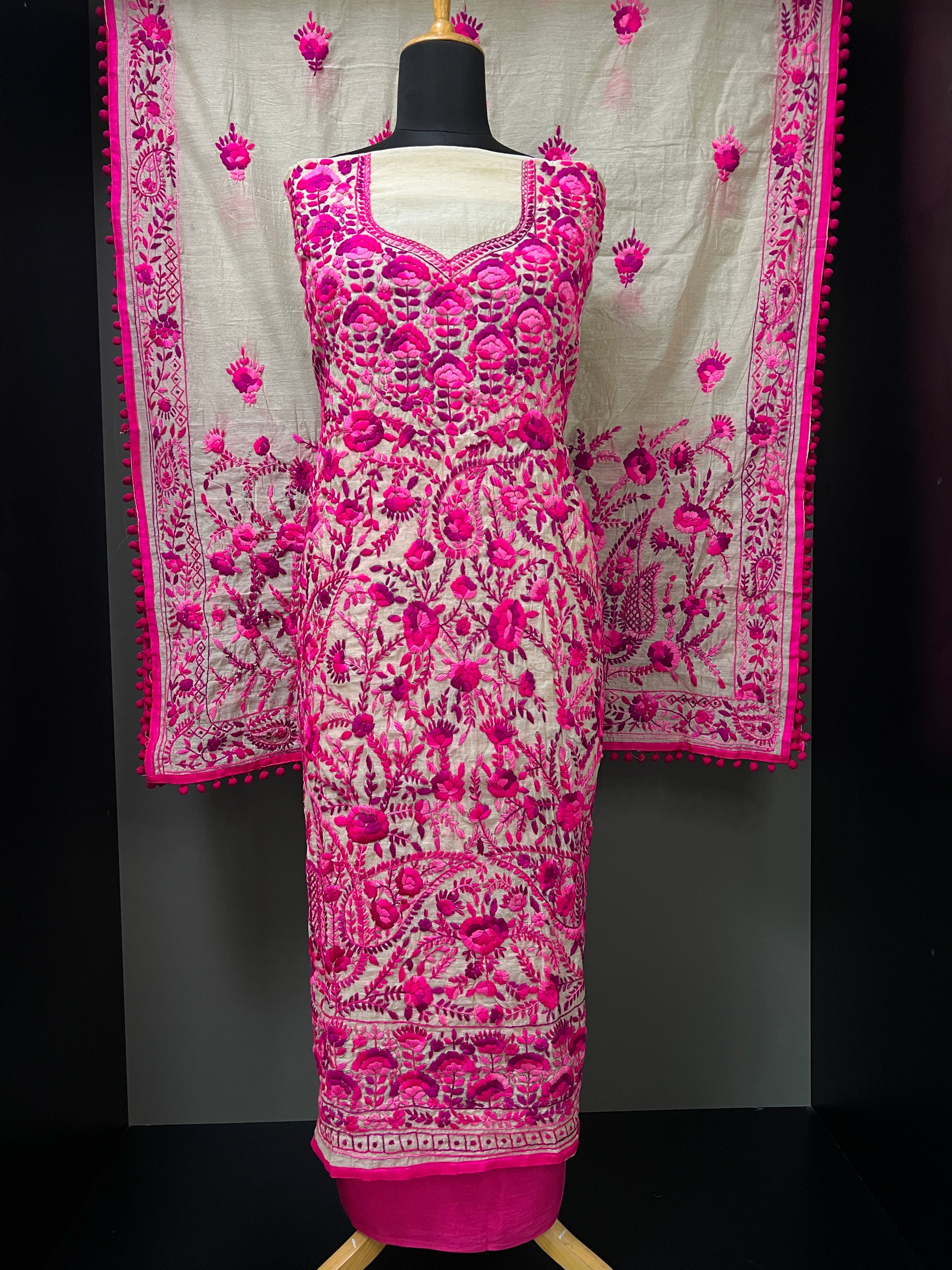 Phulkari Embroidery Chanderi Salwar Set | VET316