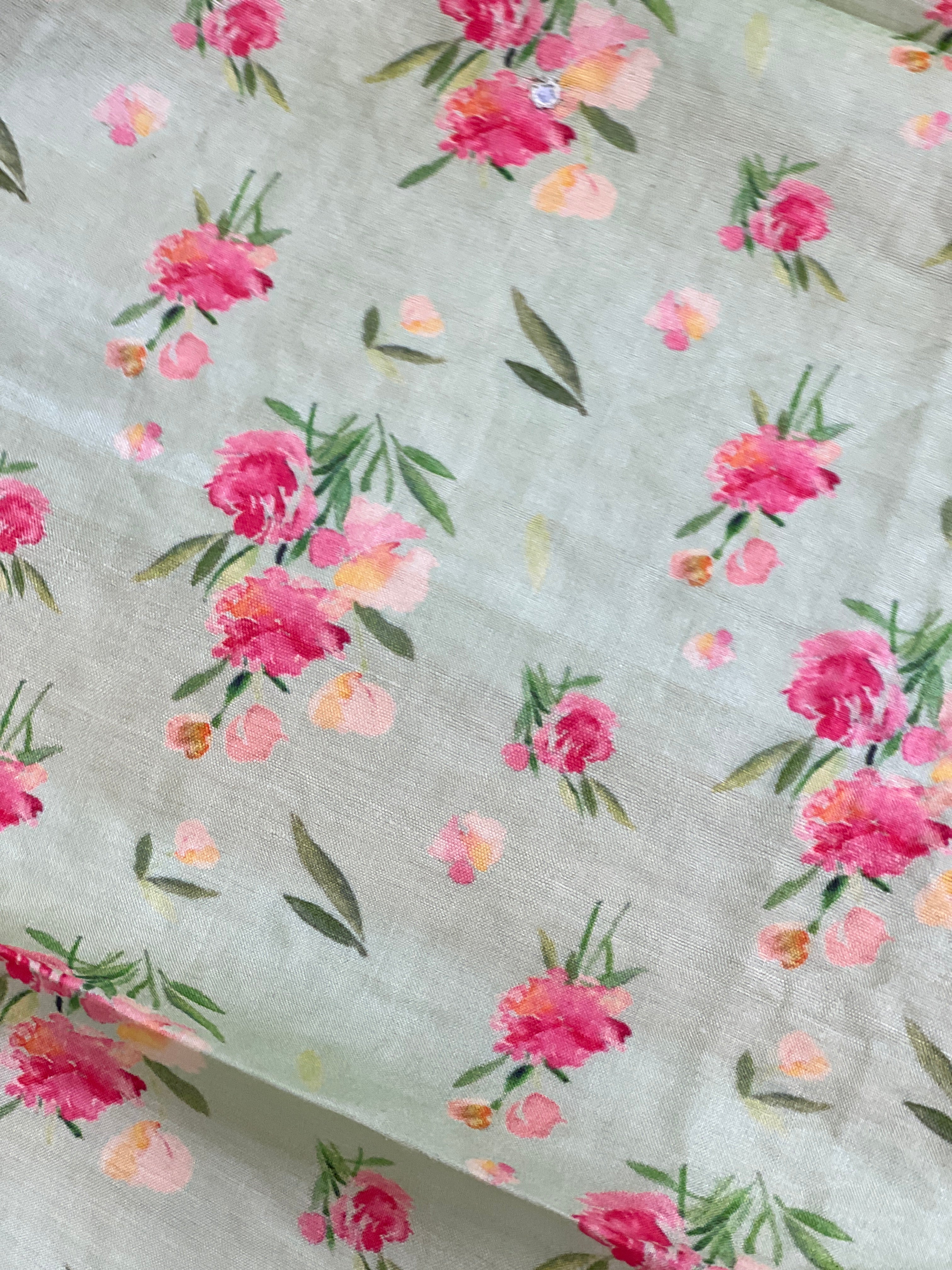 Print With Embroidery Highlighted Tussar Saree | COC109