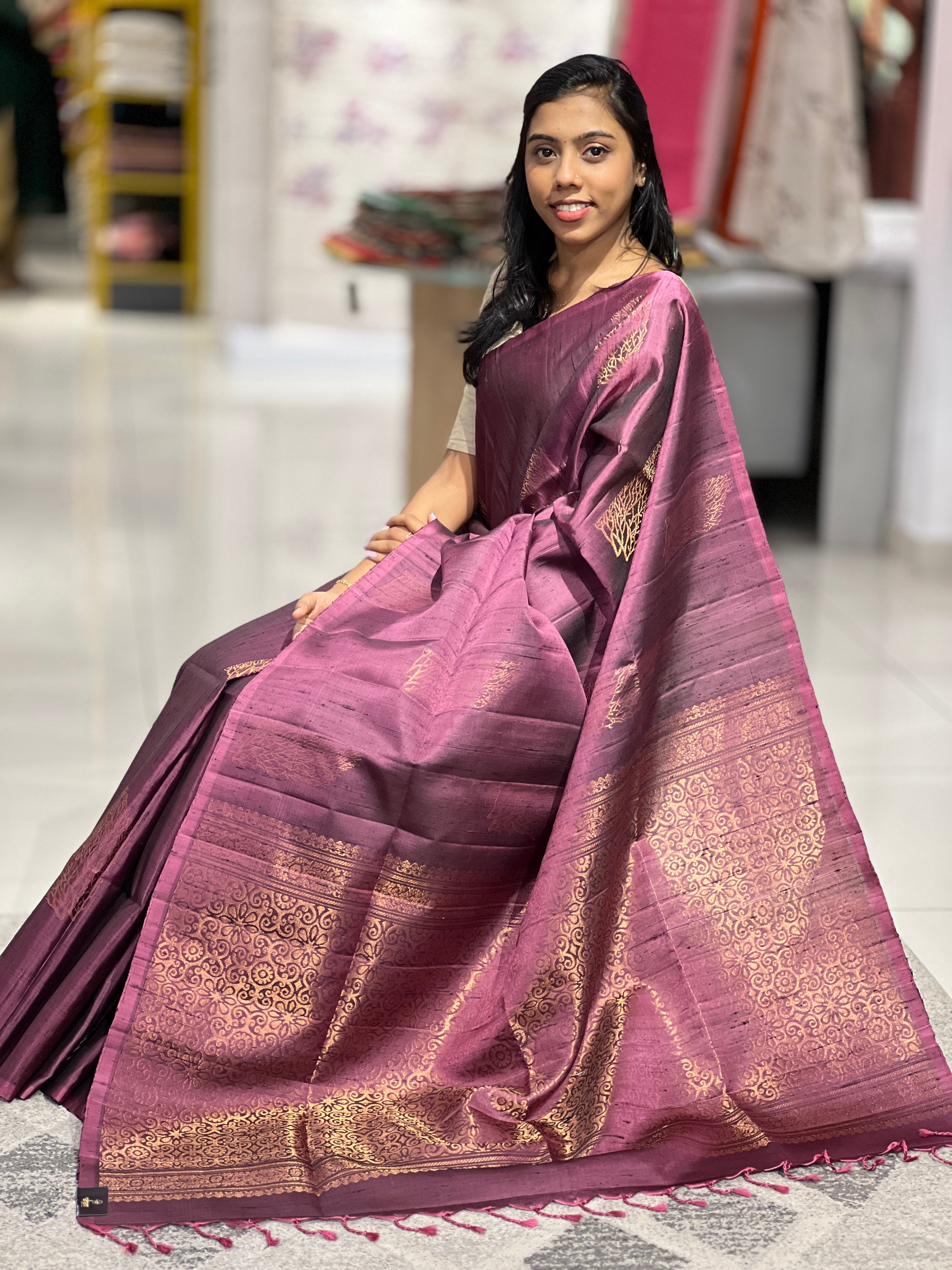 Zari Motif Raw Silk Saree | TT287