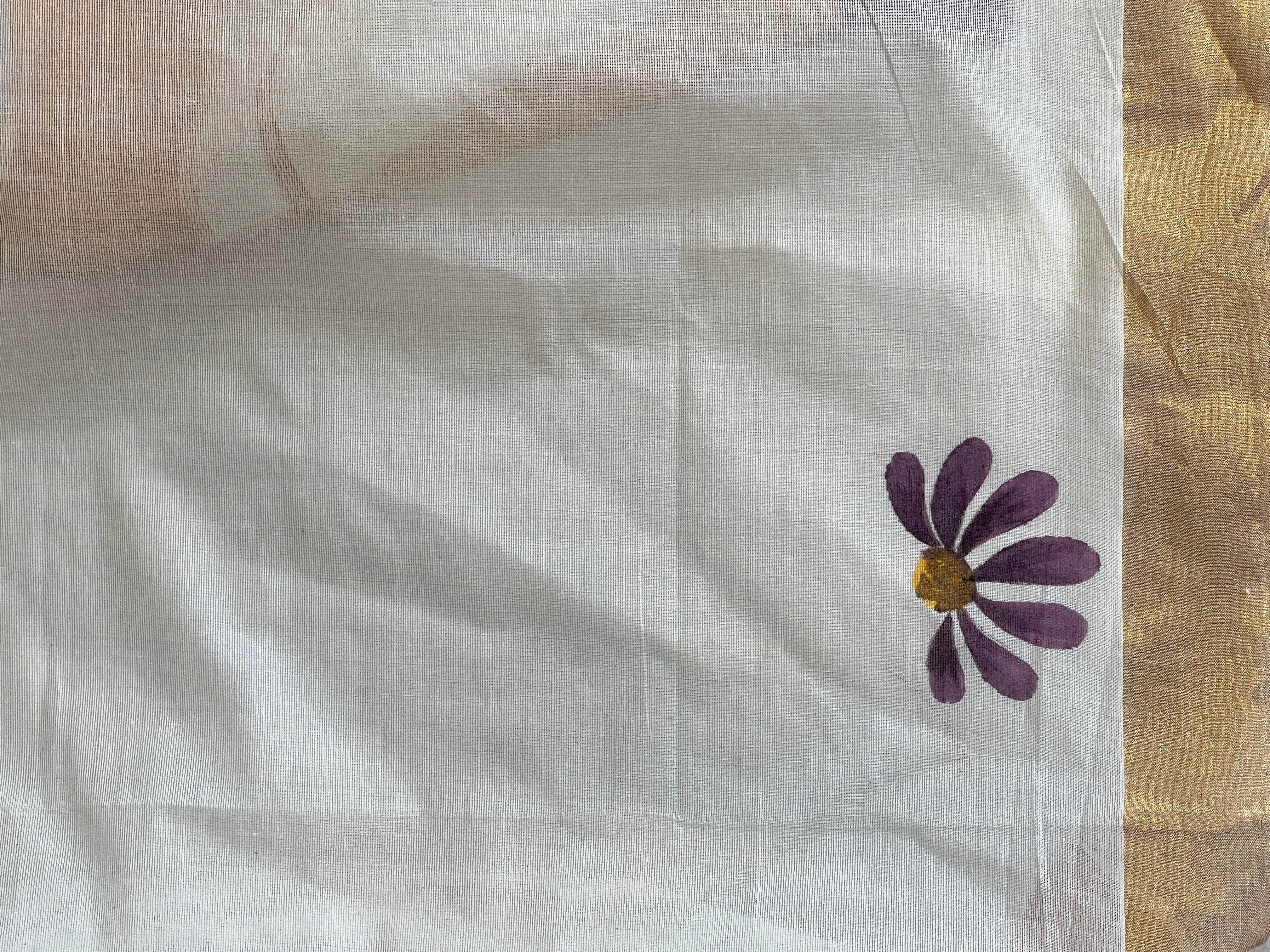 Floral Printed Kerala Cotton Saree | BLD448