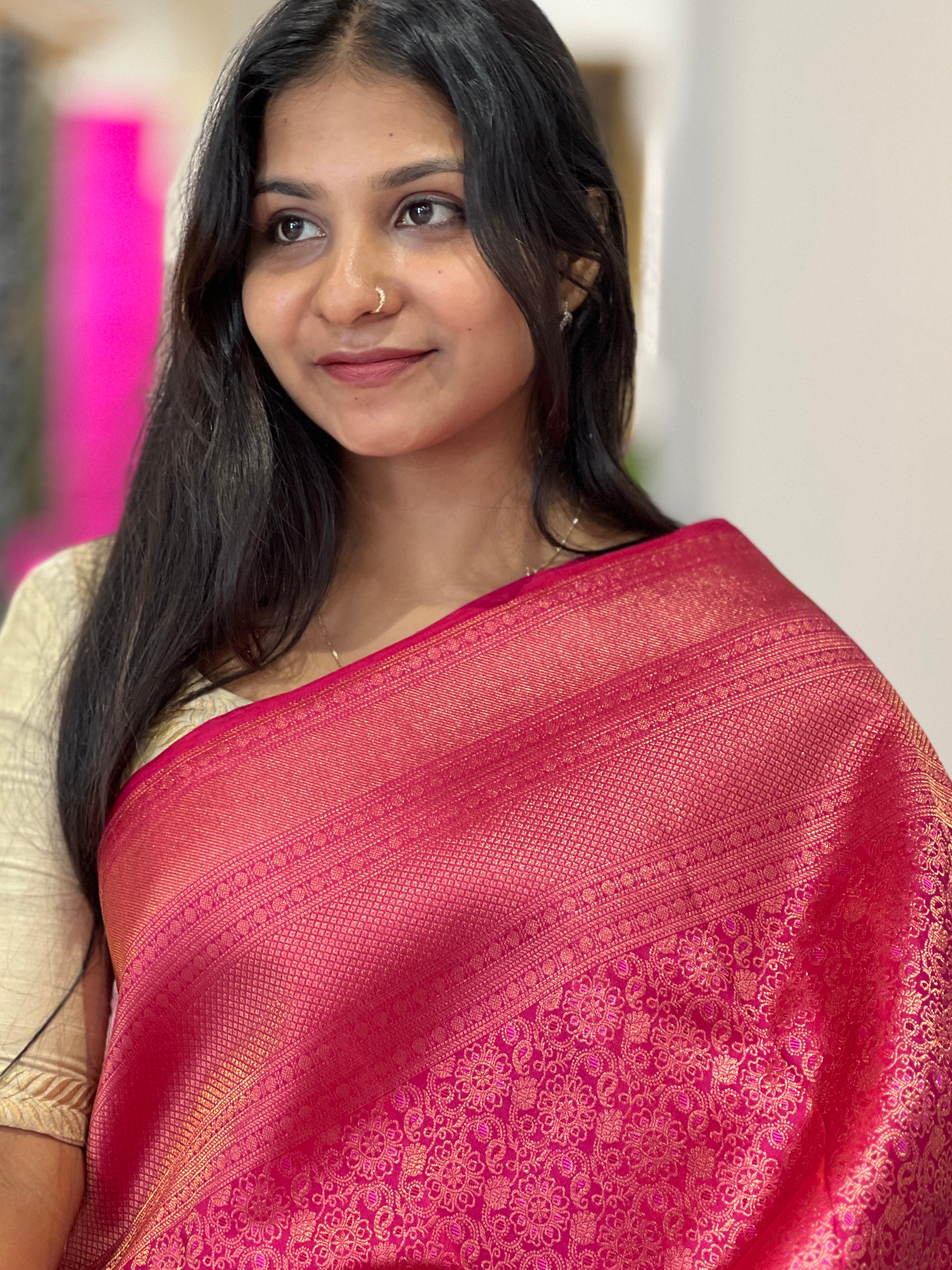 Meenakari Patterned Handloom Kanchipuram Saree | SME138