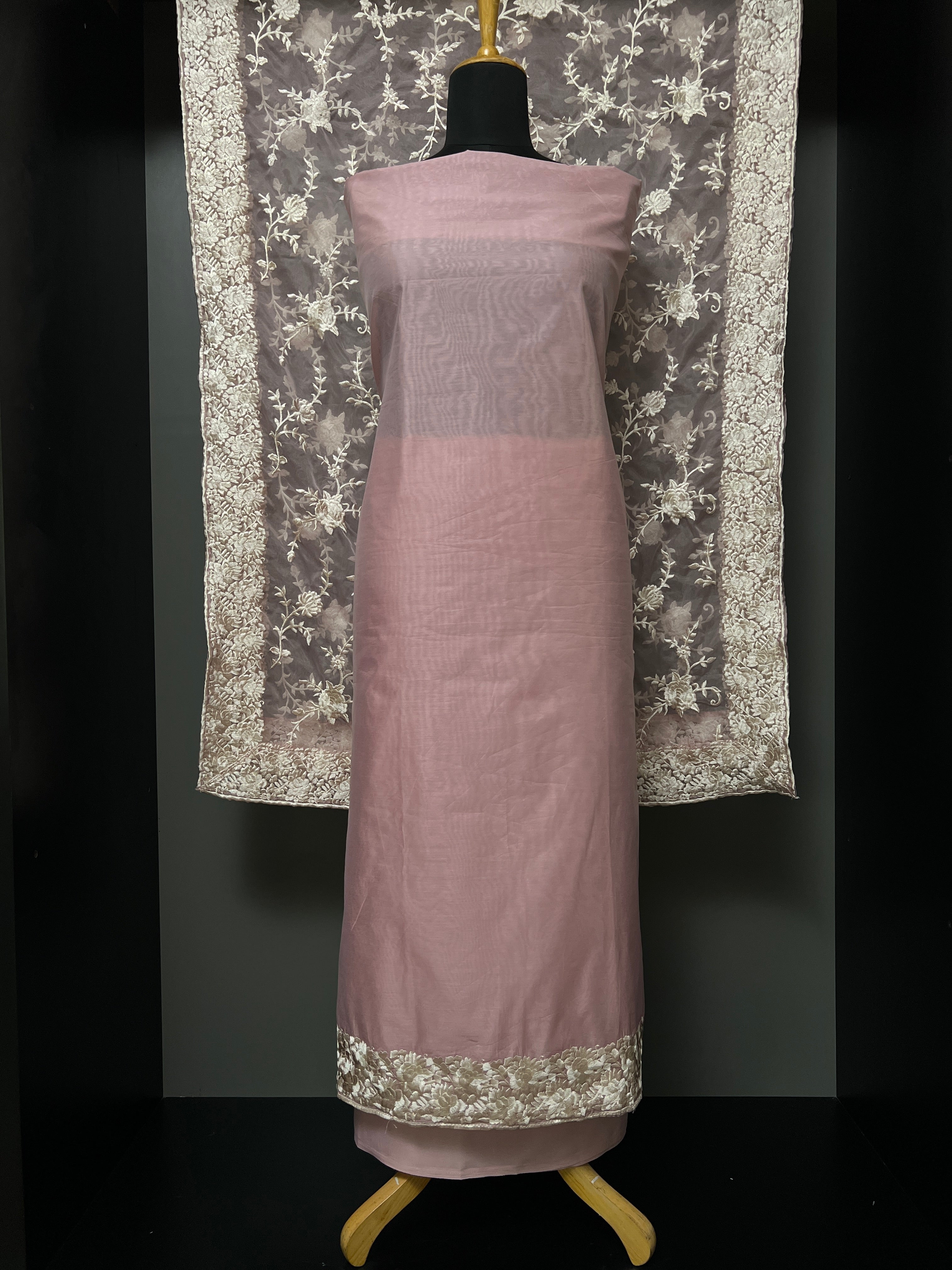 Floral Embroidery Detailed Chanderi Salwar Set | SBP884