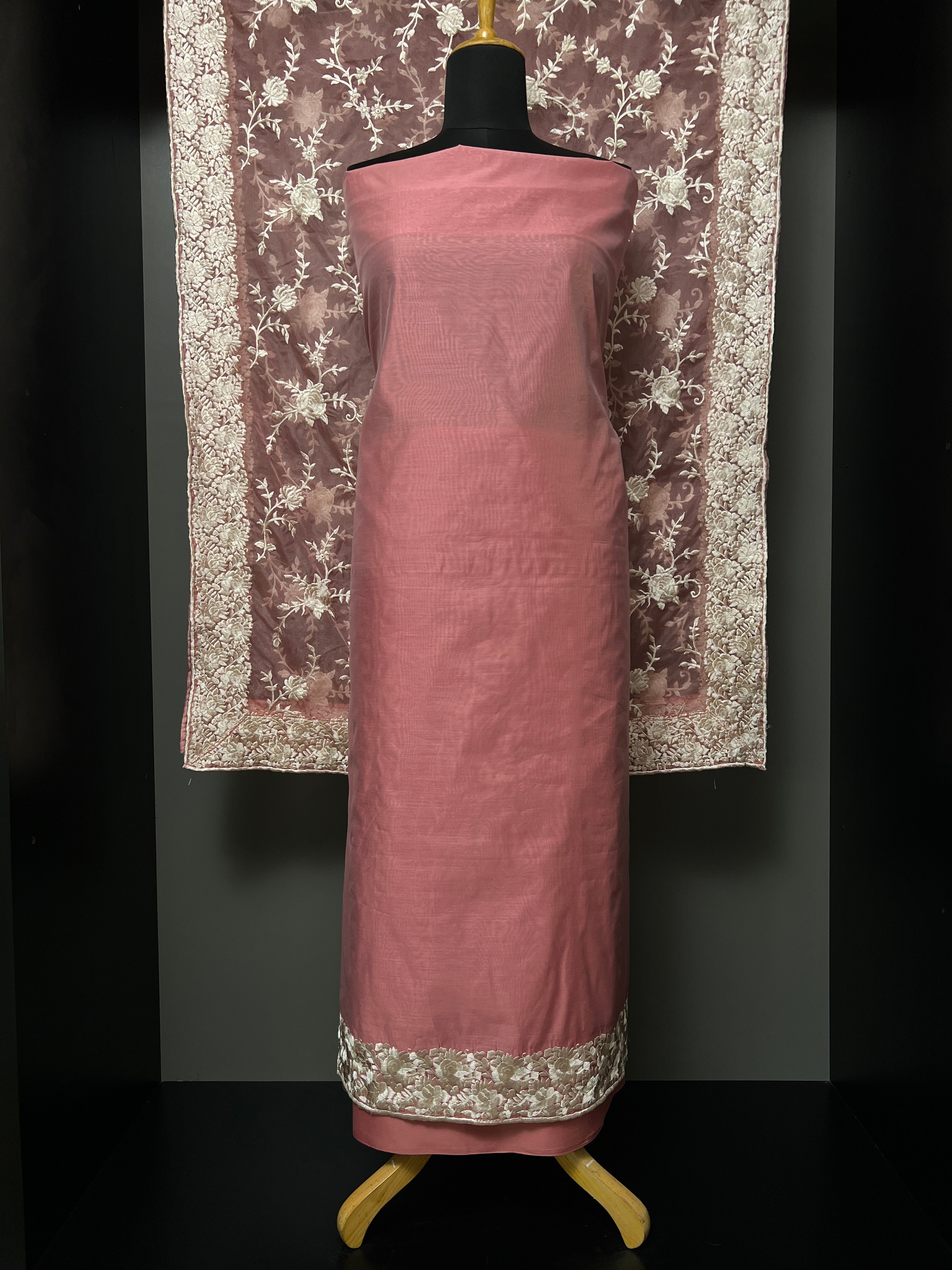 Floral Embroidery Detailed Chanderi Salwar Set | SBP886