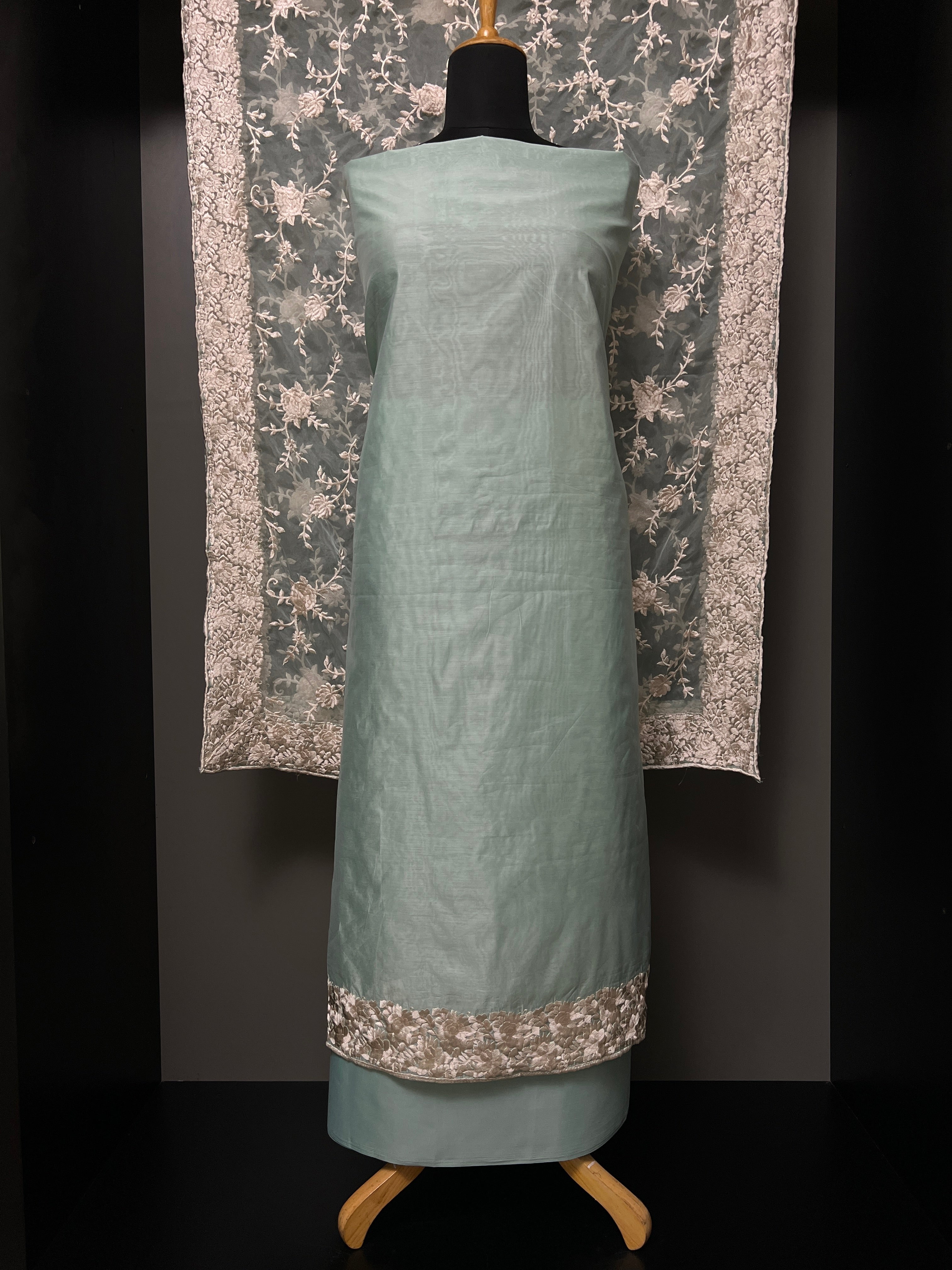 Floral Embroidery Detailed Chanderi Salwar Set | SBP885