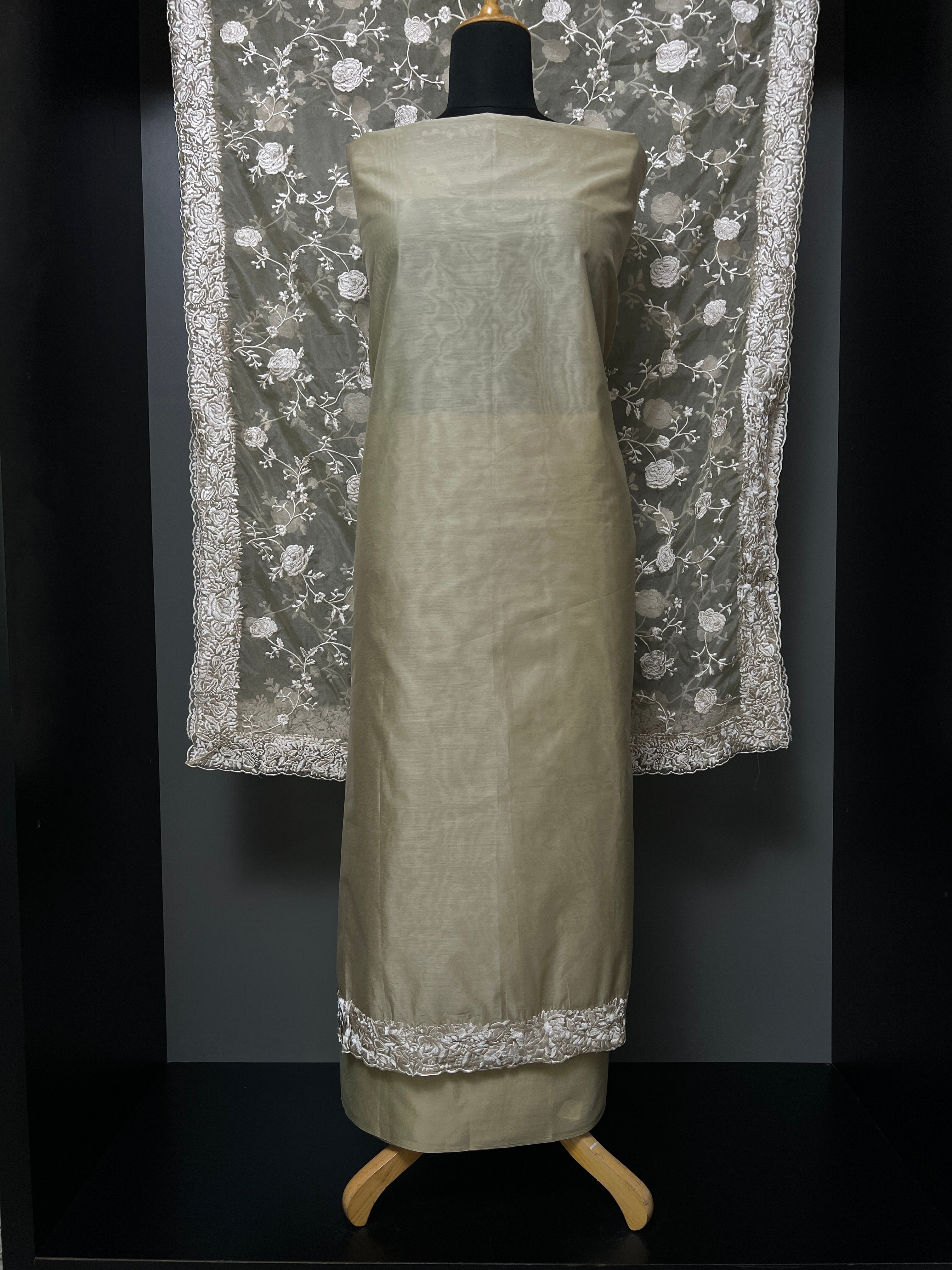 Floral Embroidery Detailed Chanderi Salwar Set | SBP890