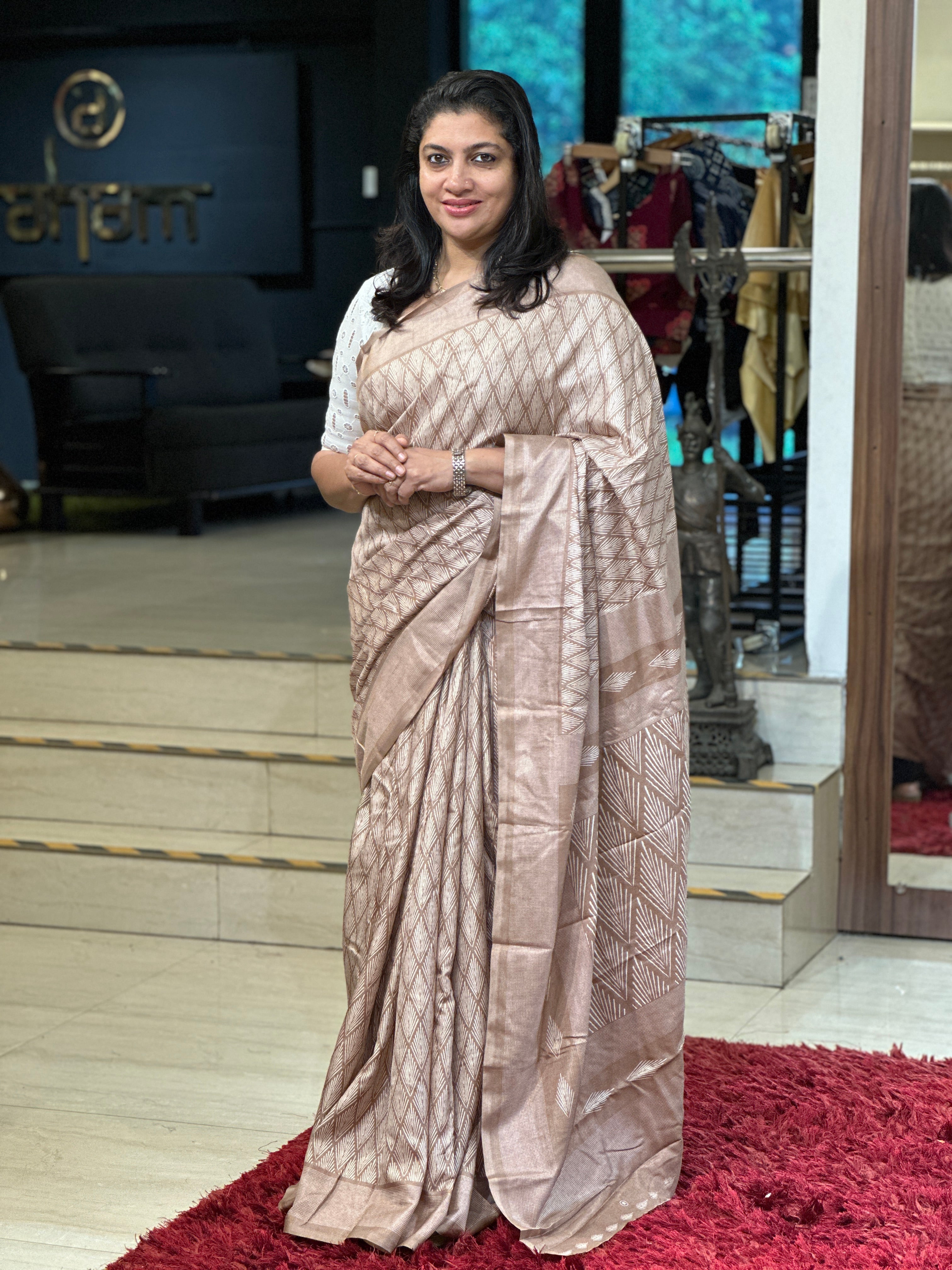 Digital Printed Semi Tussar Saree | RMP107