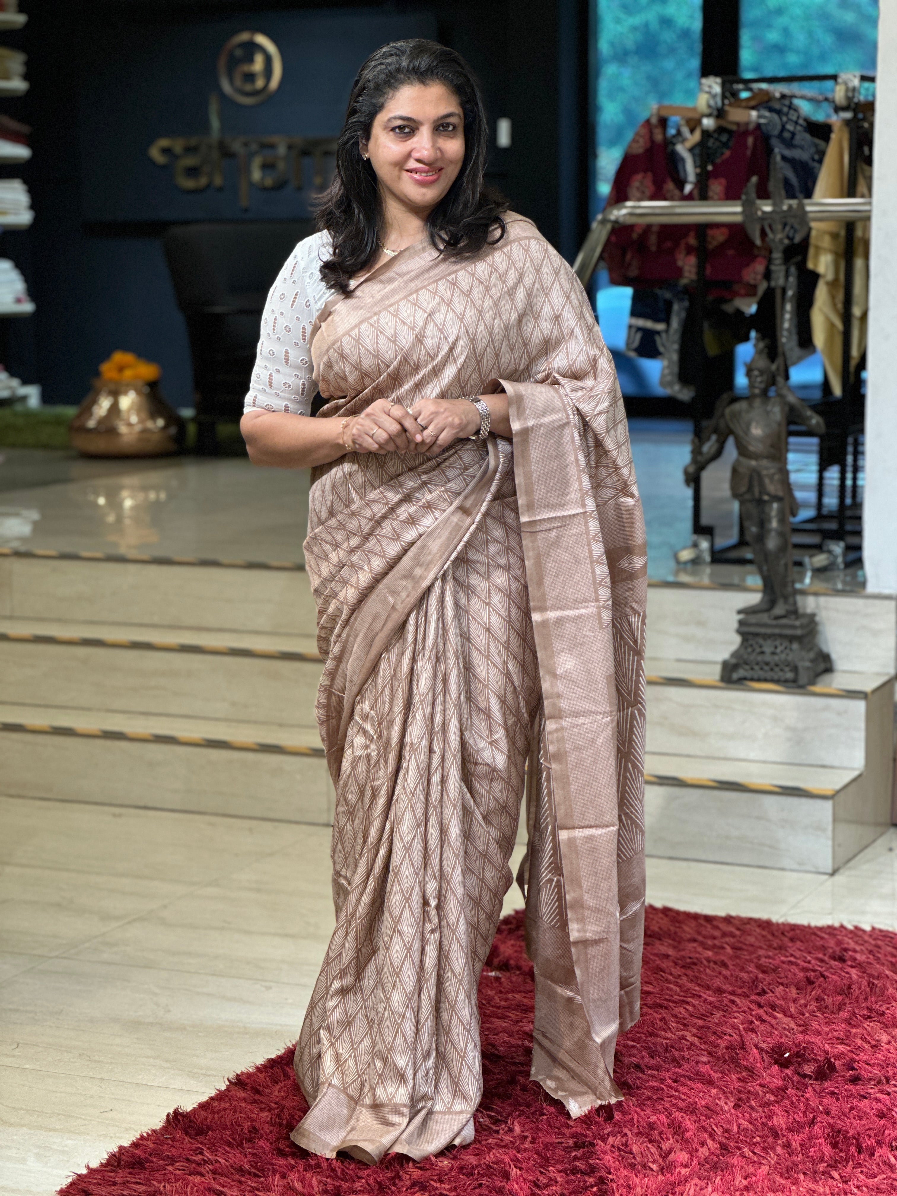 Digital Printed Semi Tussar Saree | RMP107
