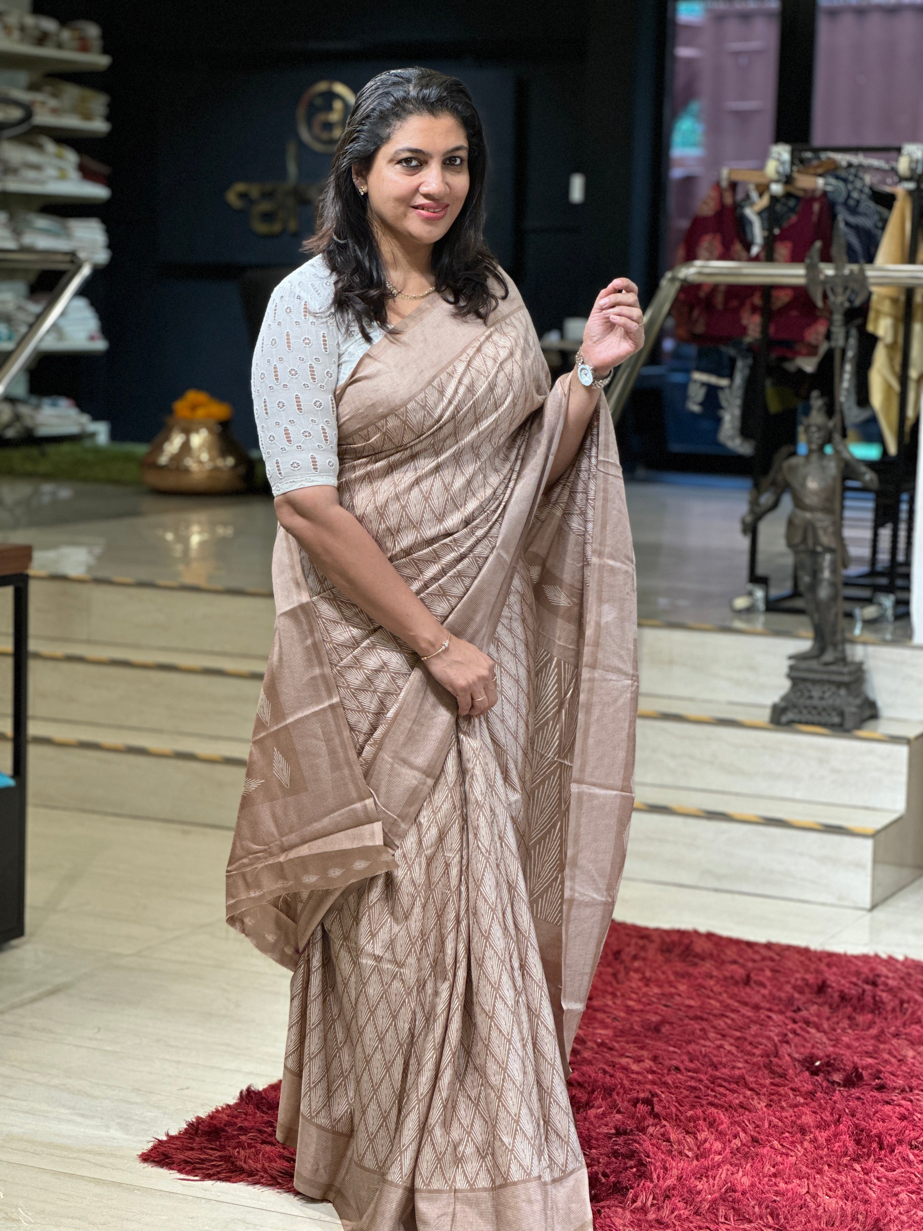 Digital Printed Semi Tussar Saree | RMP107