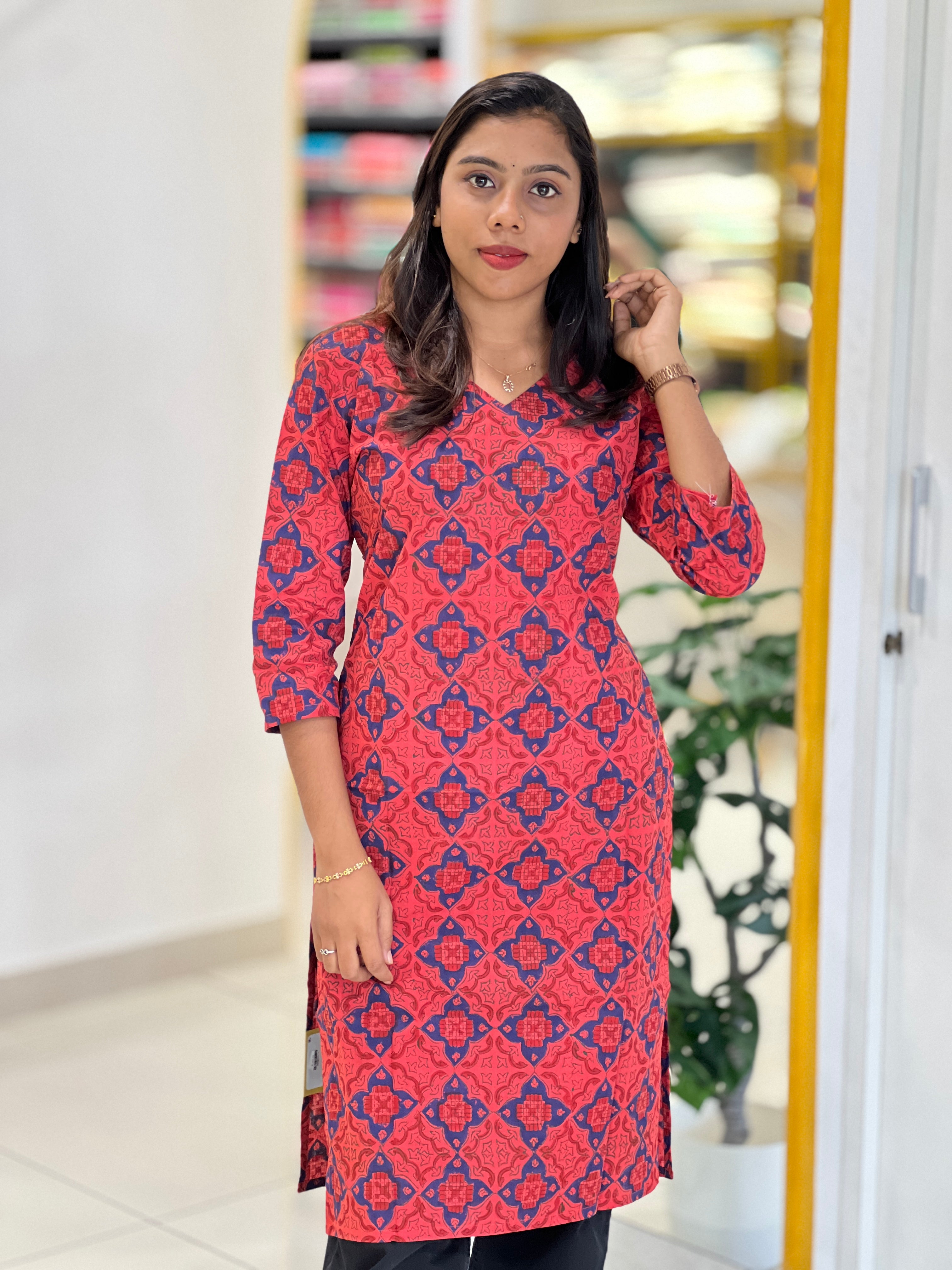 Print Detailed Cotton Kurta  | DNT815