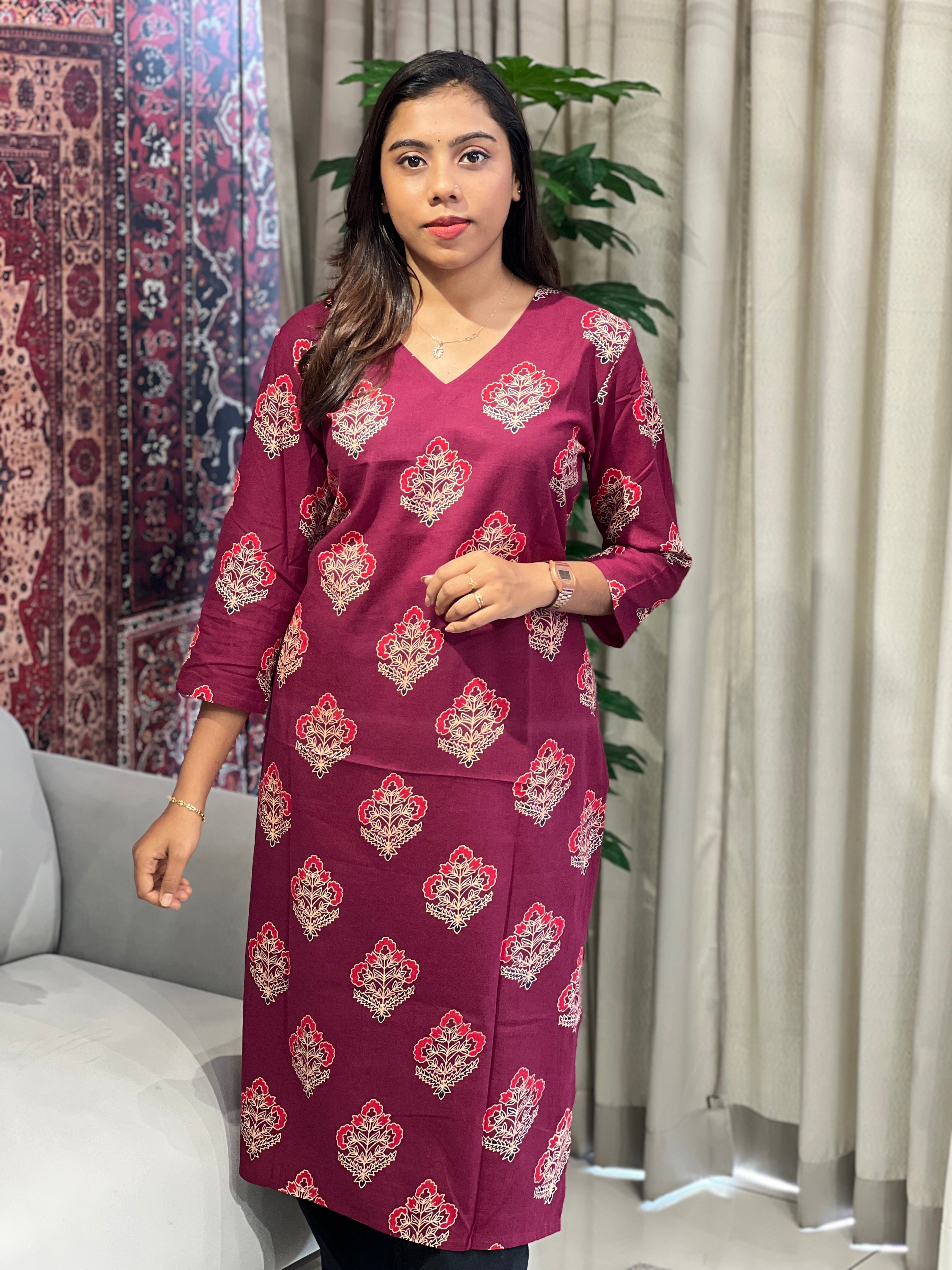 Floral Pattern Cotton Kurta Set | DNT863