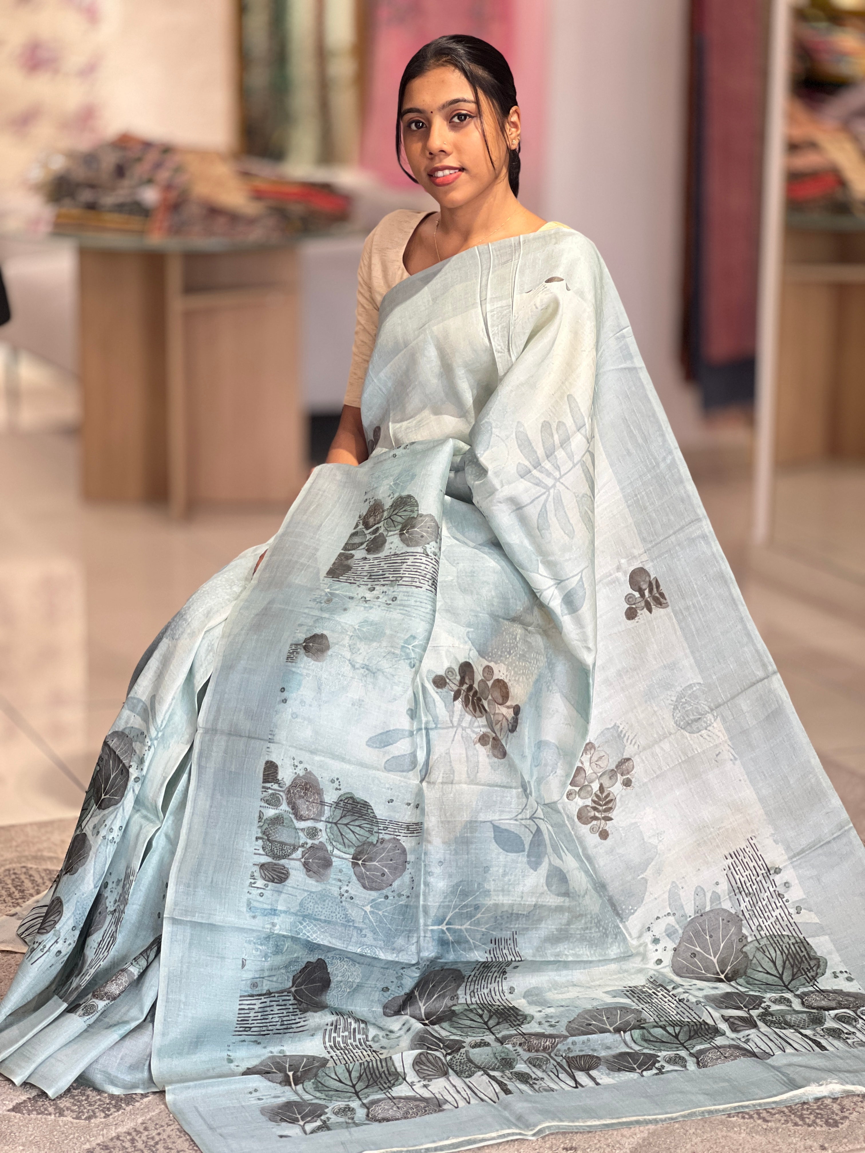 Digital Print Pattern Tussar Saree | COC119