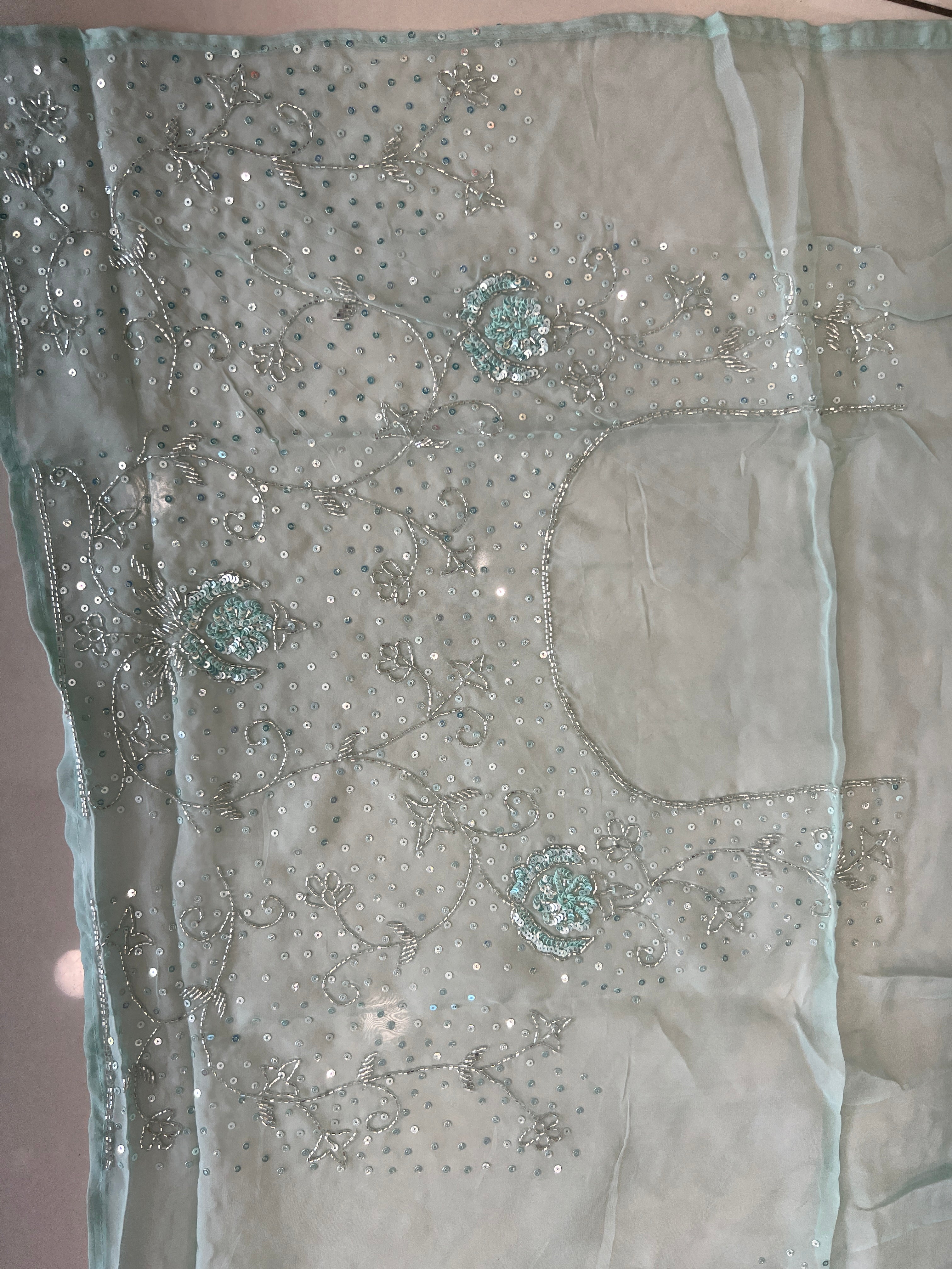 Embroidered Pattern Organza Saree | SBP784