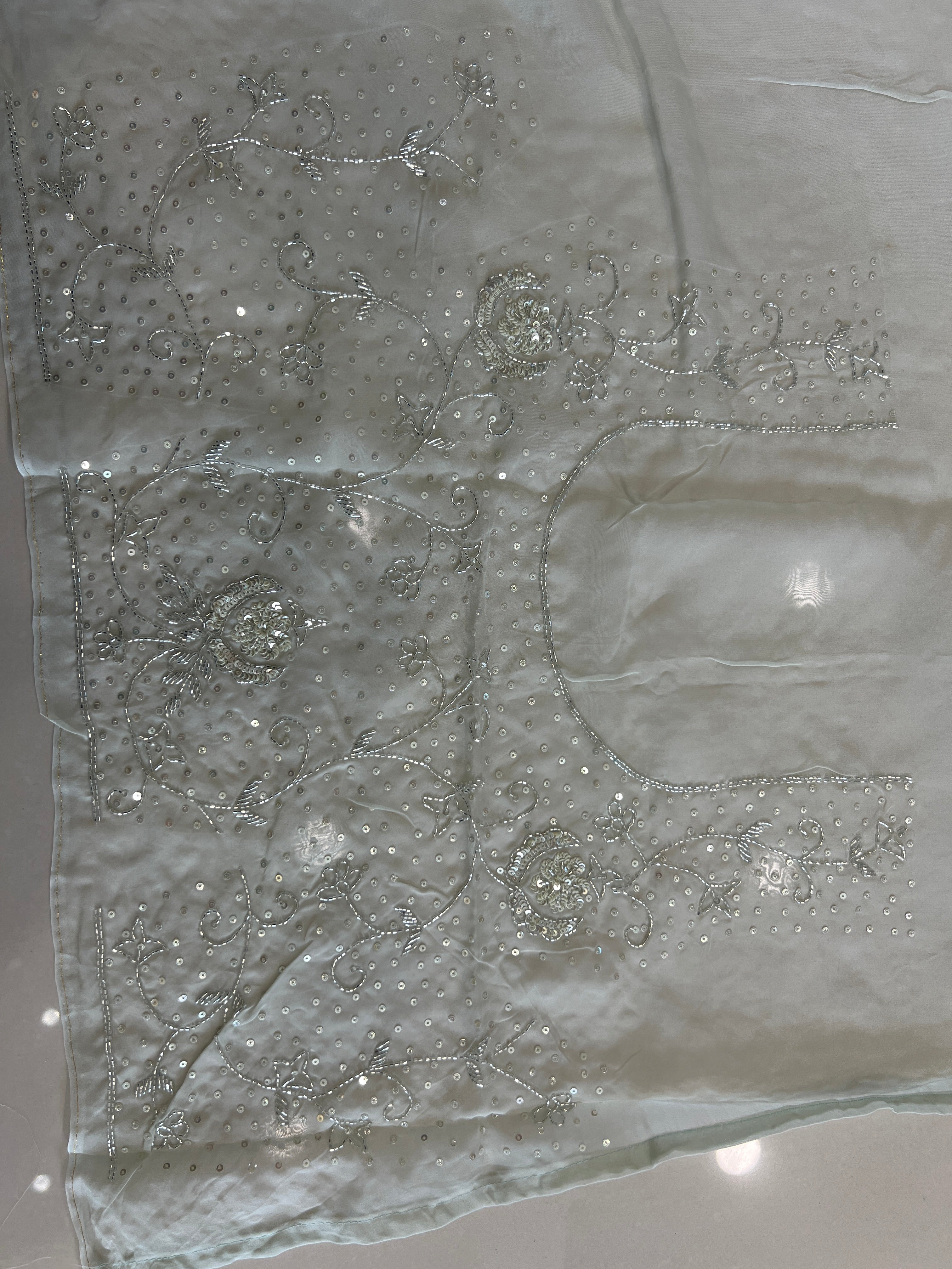 Embroidered Pattern Organza Saree | SBP786