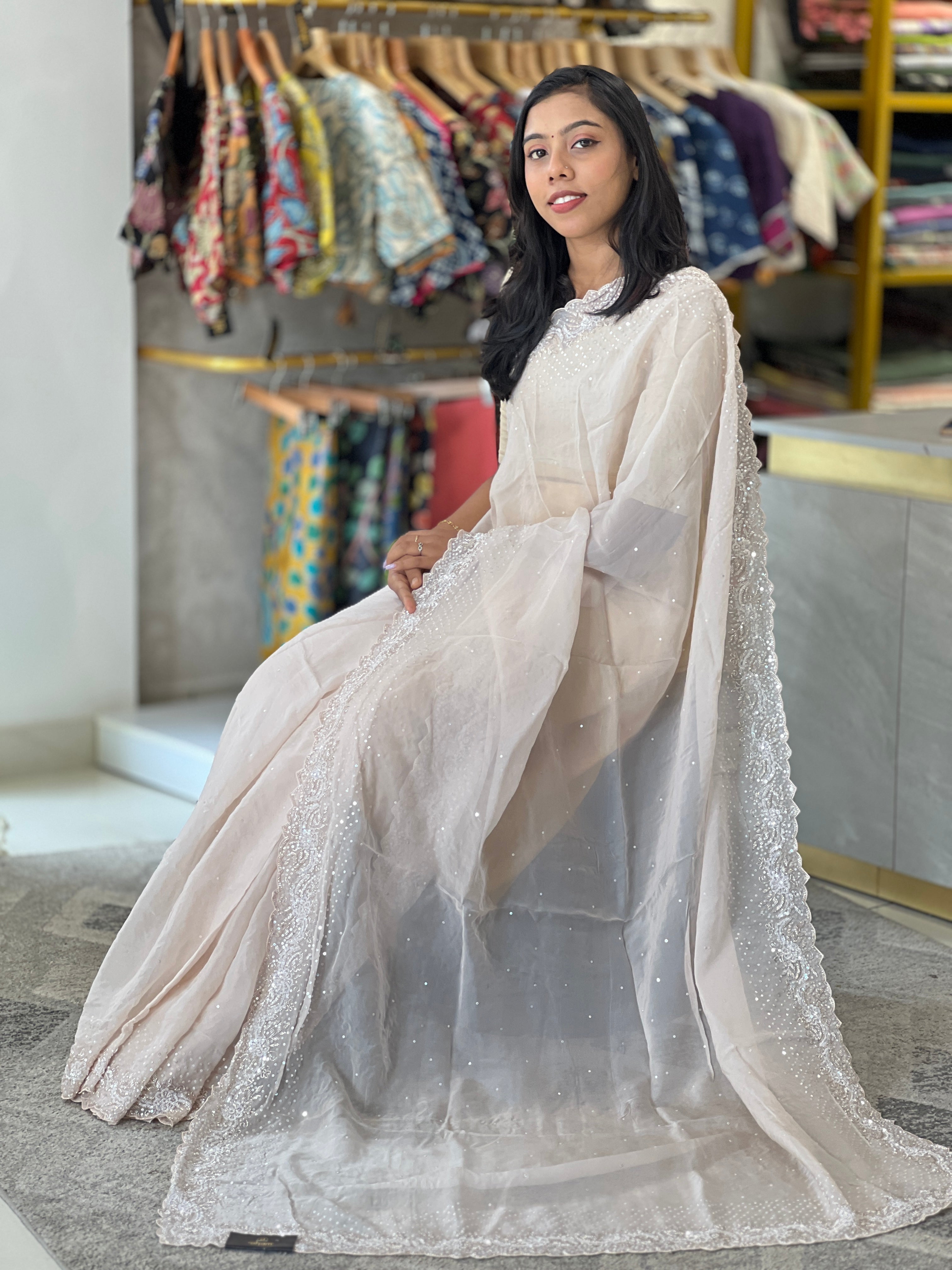 Embroidered Pattern  Organza Saree | SBP783