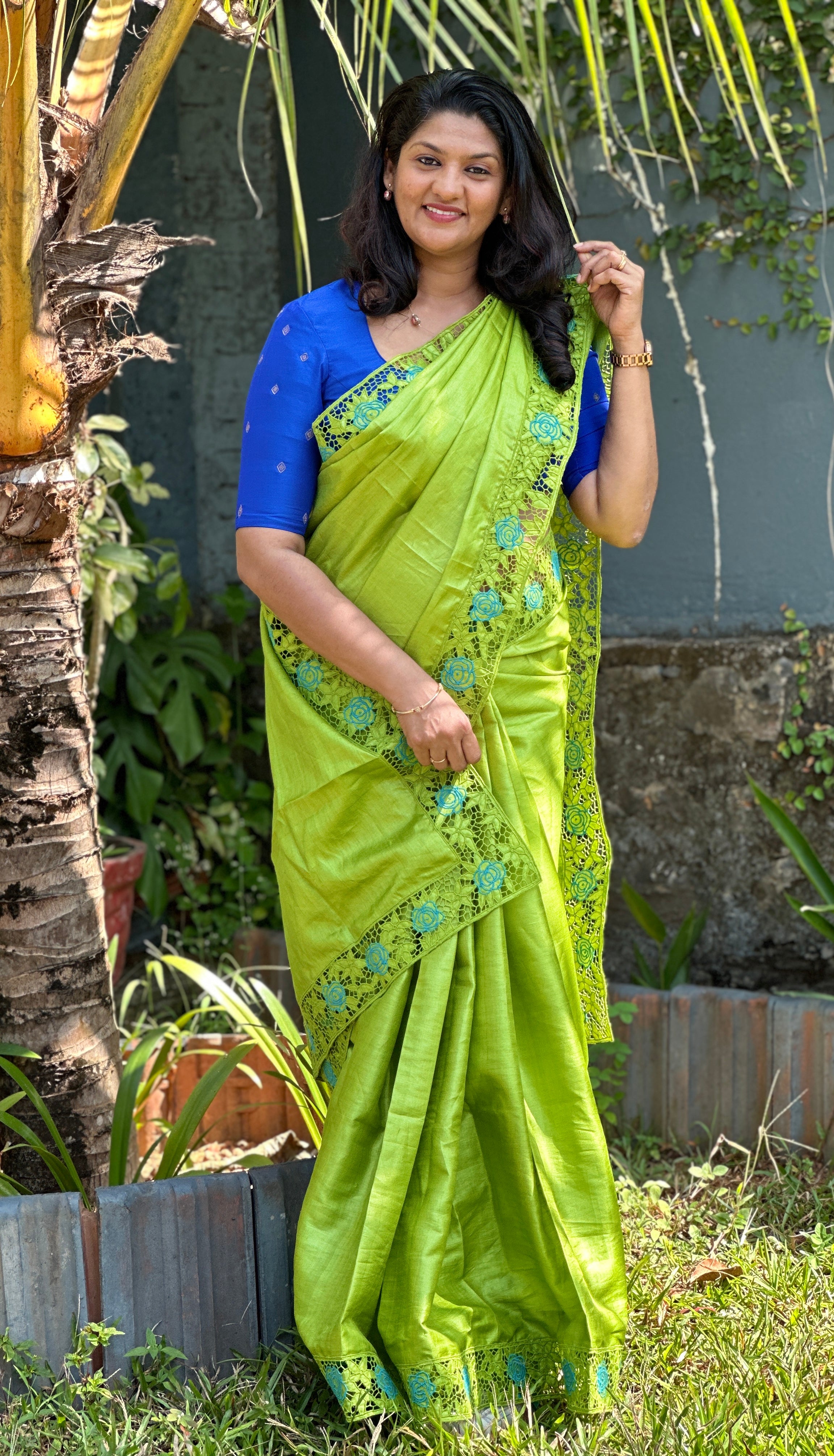 Twine Cutwork Embroidery Tussar Silk Saree | TC255