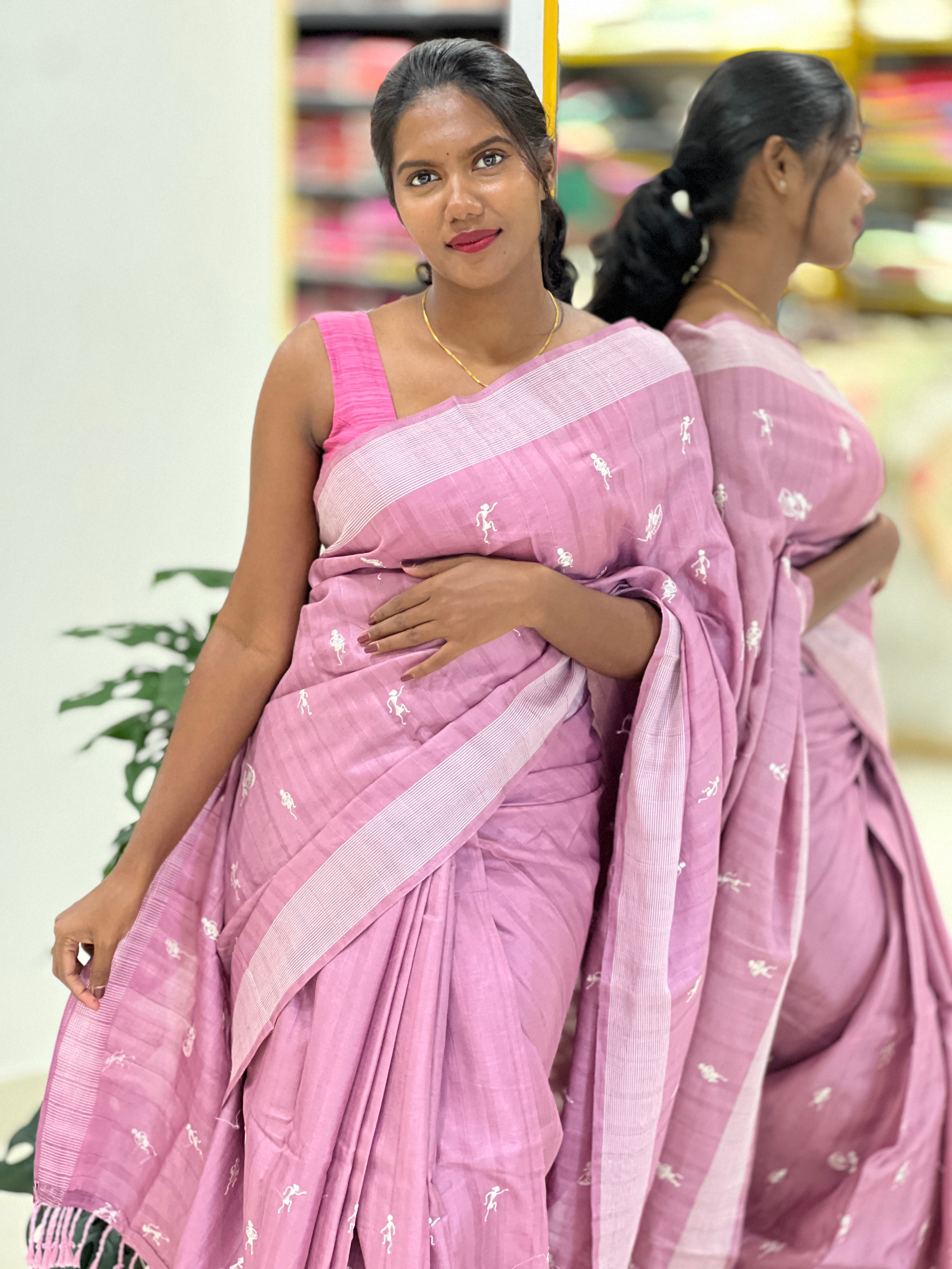 Machine Embroidery Semi Tussar Saree | SUN729