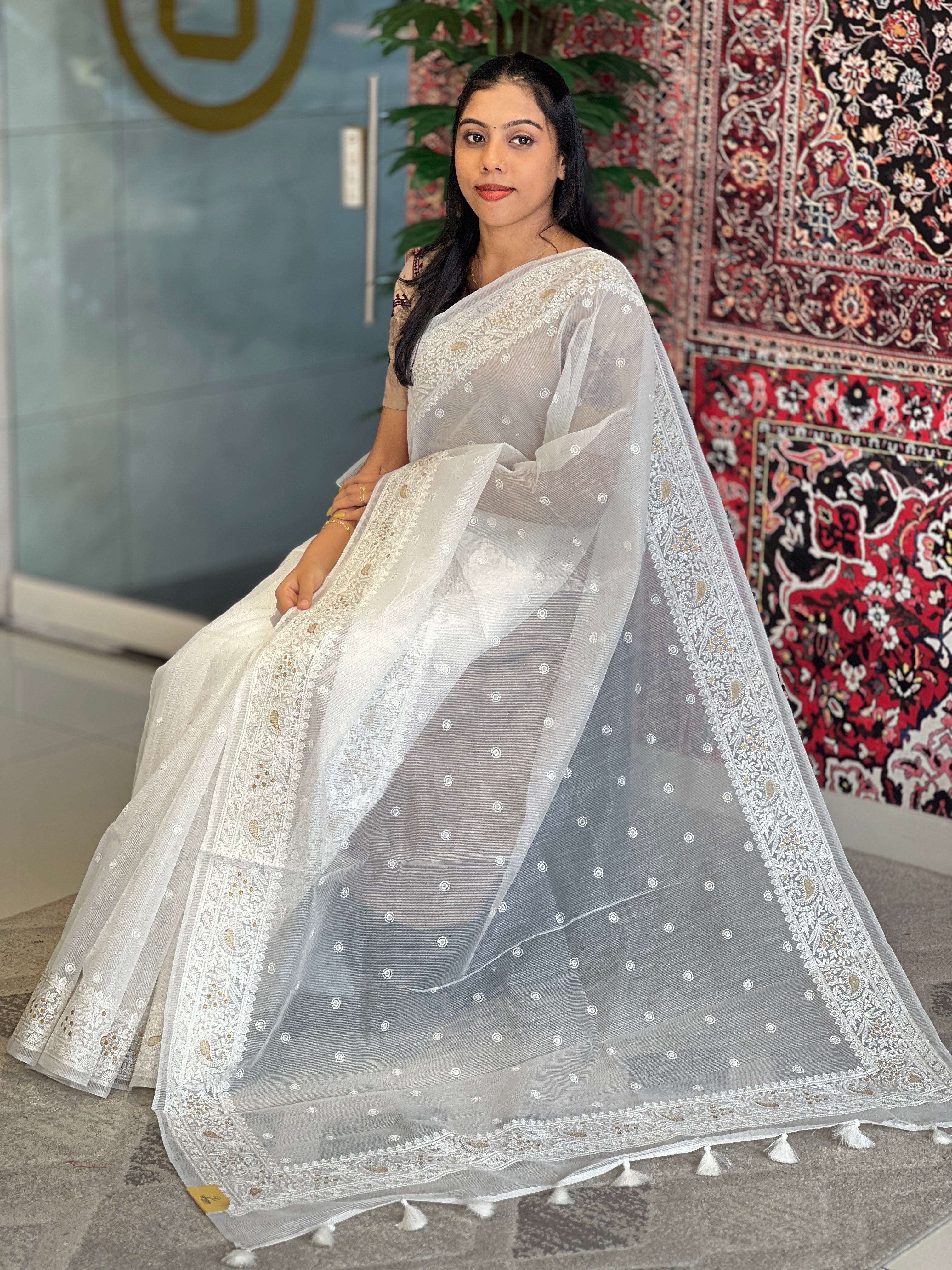 Embroidery With Golden Zari Highlighted Supernet Kota Saree | MR137