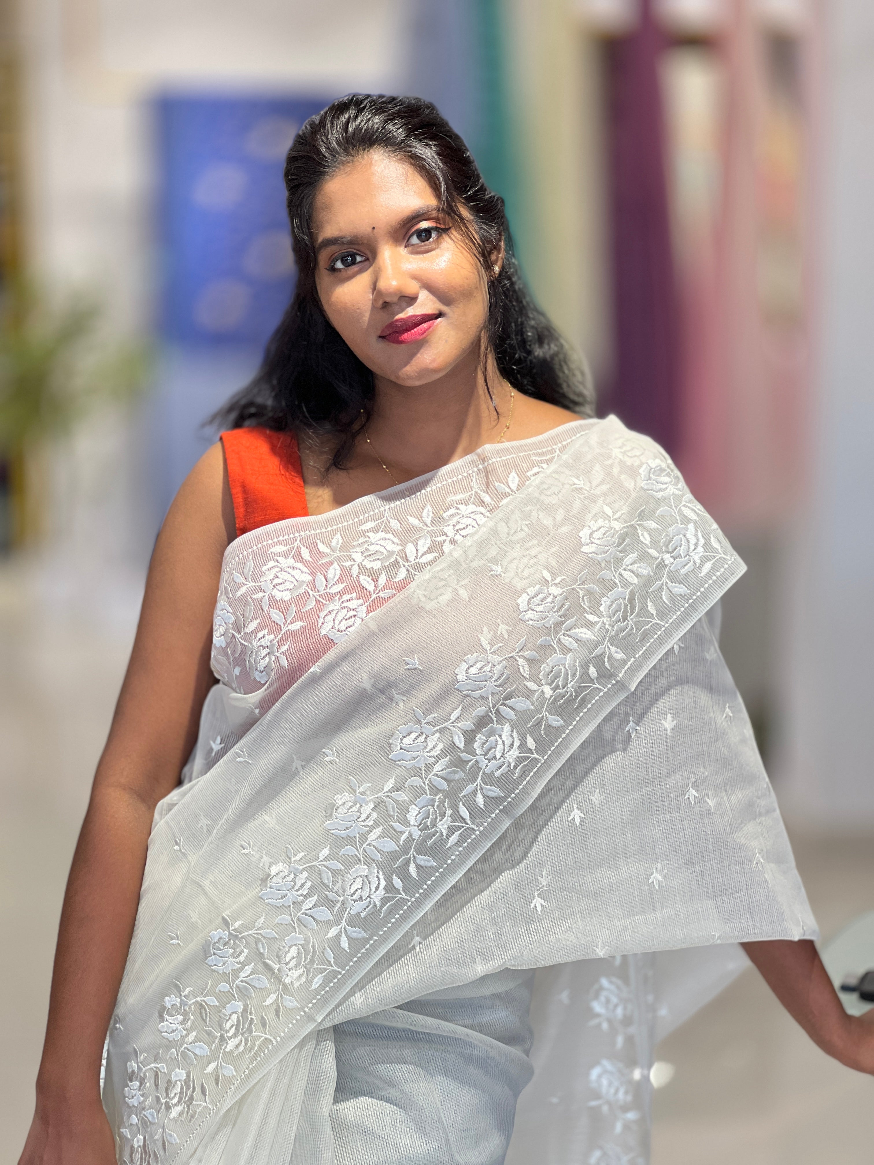 Floral Machine Embroidery Detailed Kota Saree | MR138