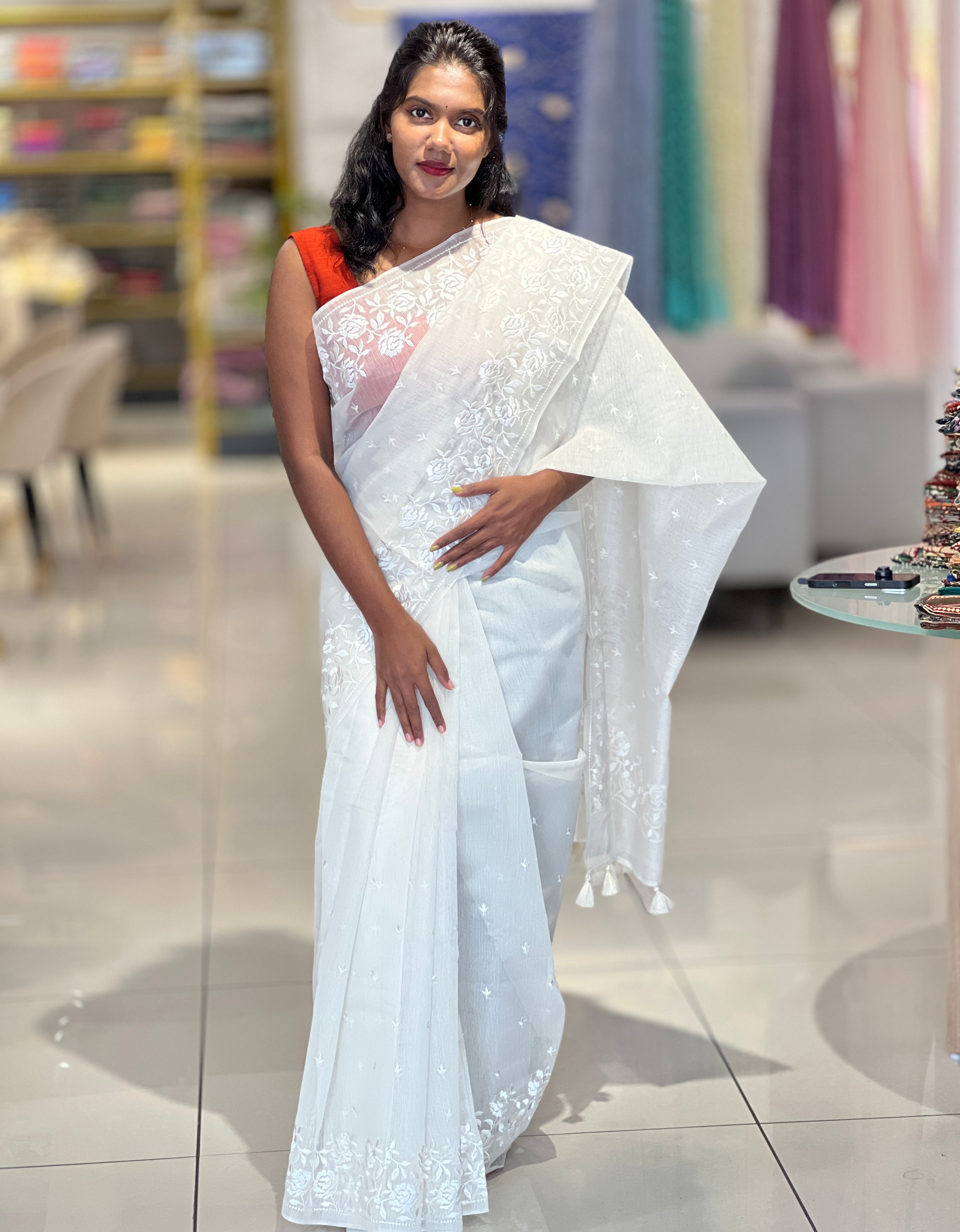 Floral Machine Embroidery Detailed Kota Saree | MR138
