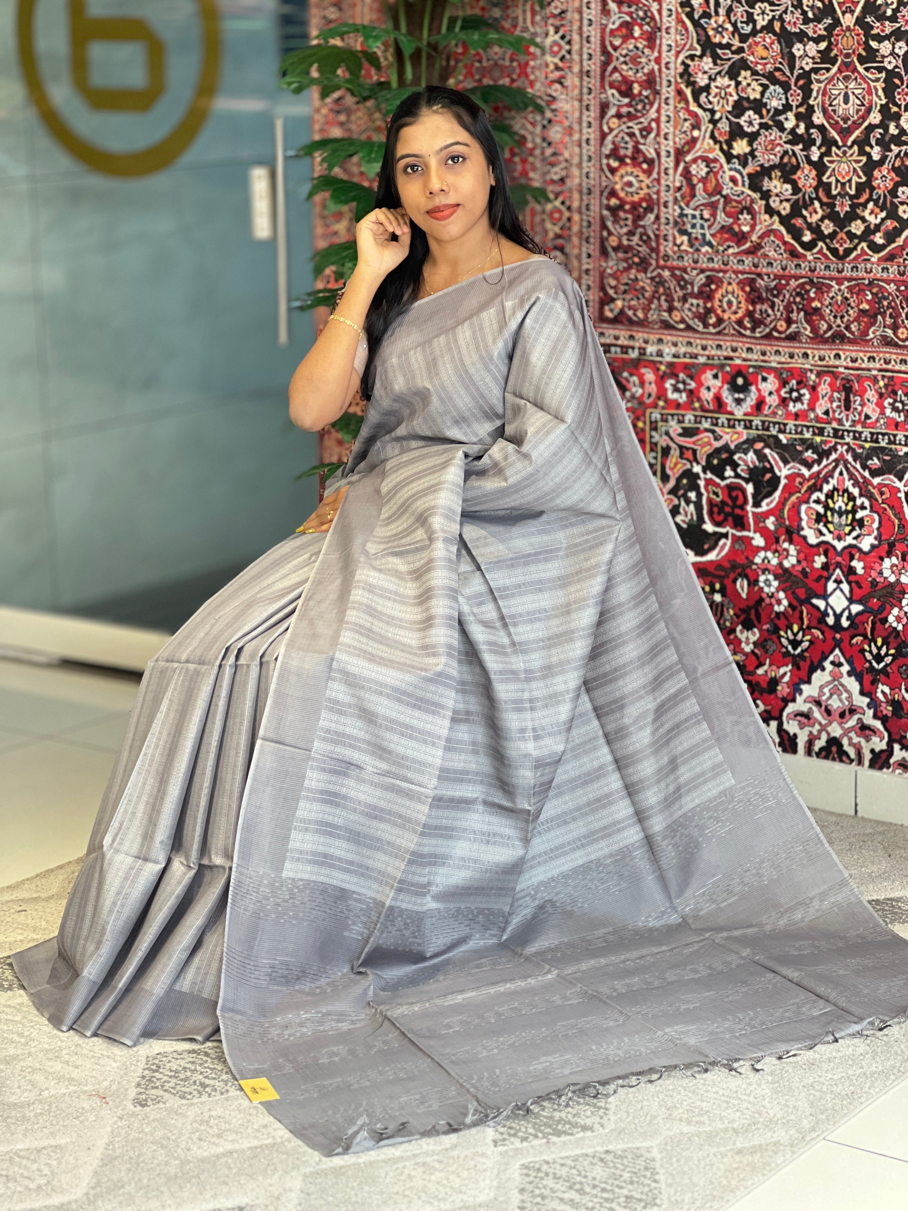 Thread Weaving Bamboo Tussar Saree | PNS151