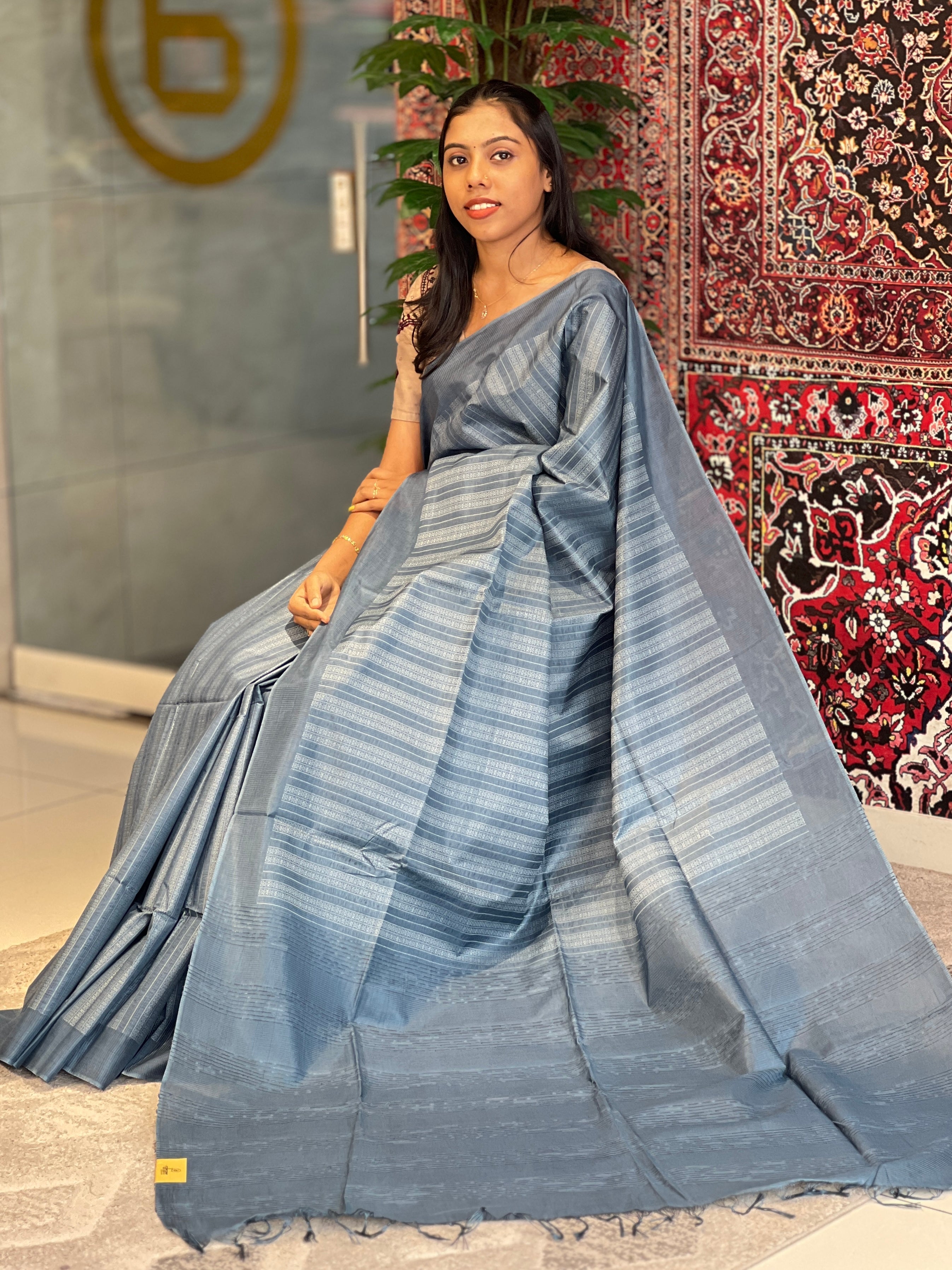 Thread Weaving Bamboo Tussar Saree | PNS152