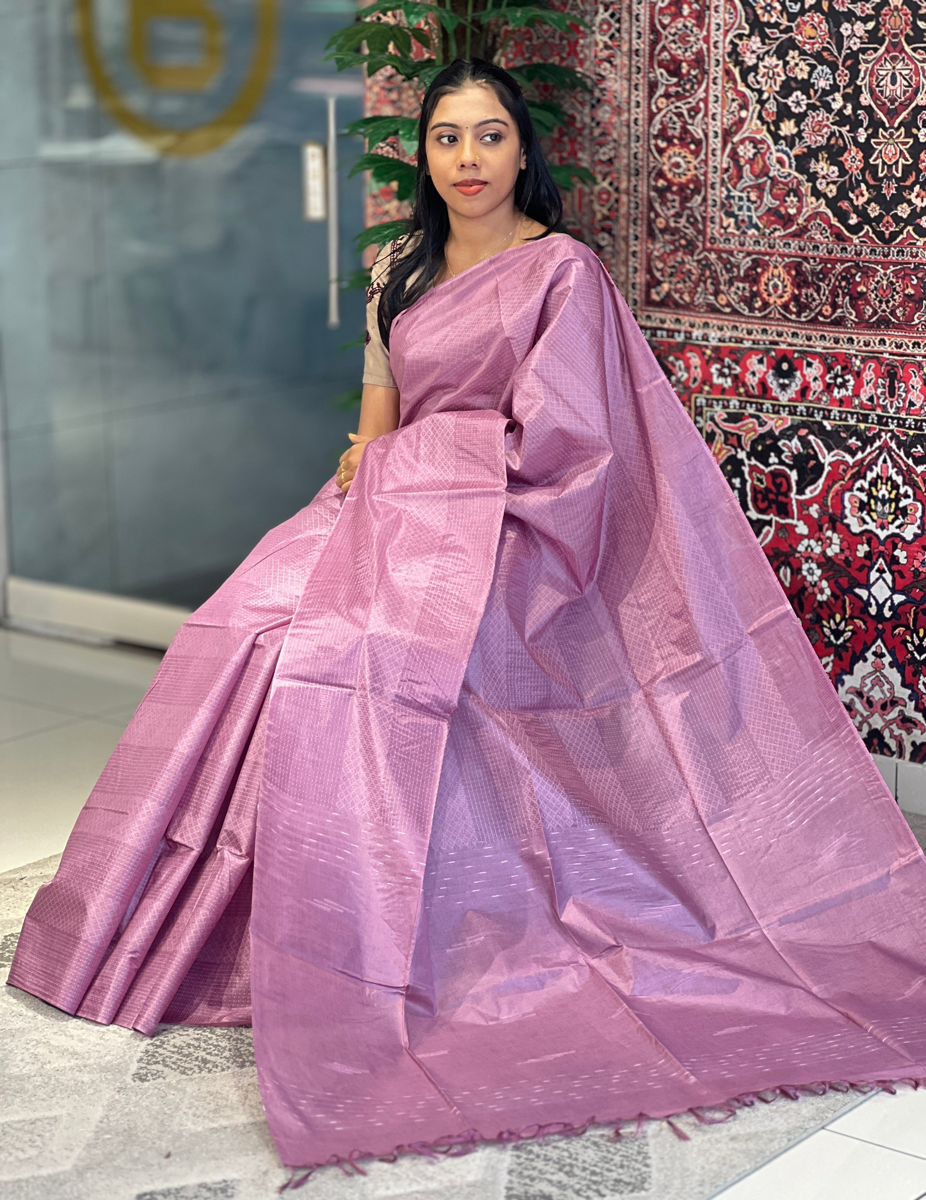 Kesiya & Thread Weaved Bamboo Tussar Saree | PNS187