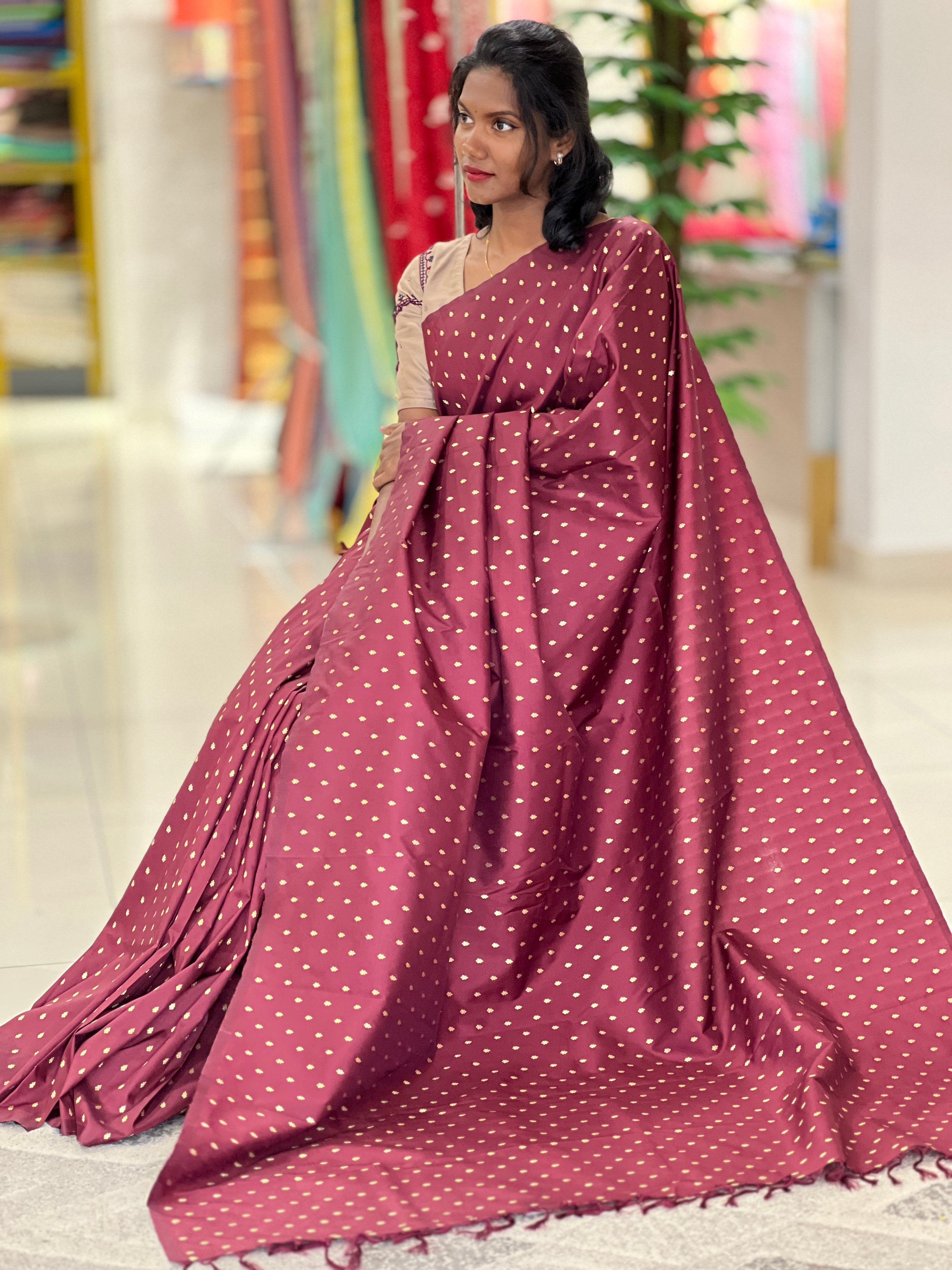 Zari Buta Detailed Blended Silk Saree | PDS124