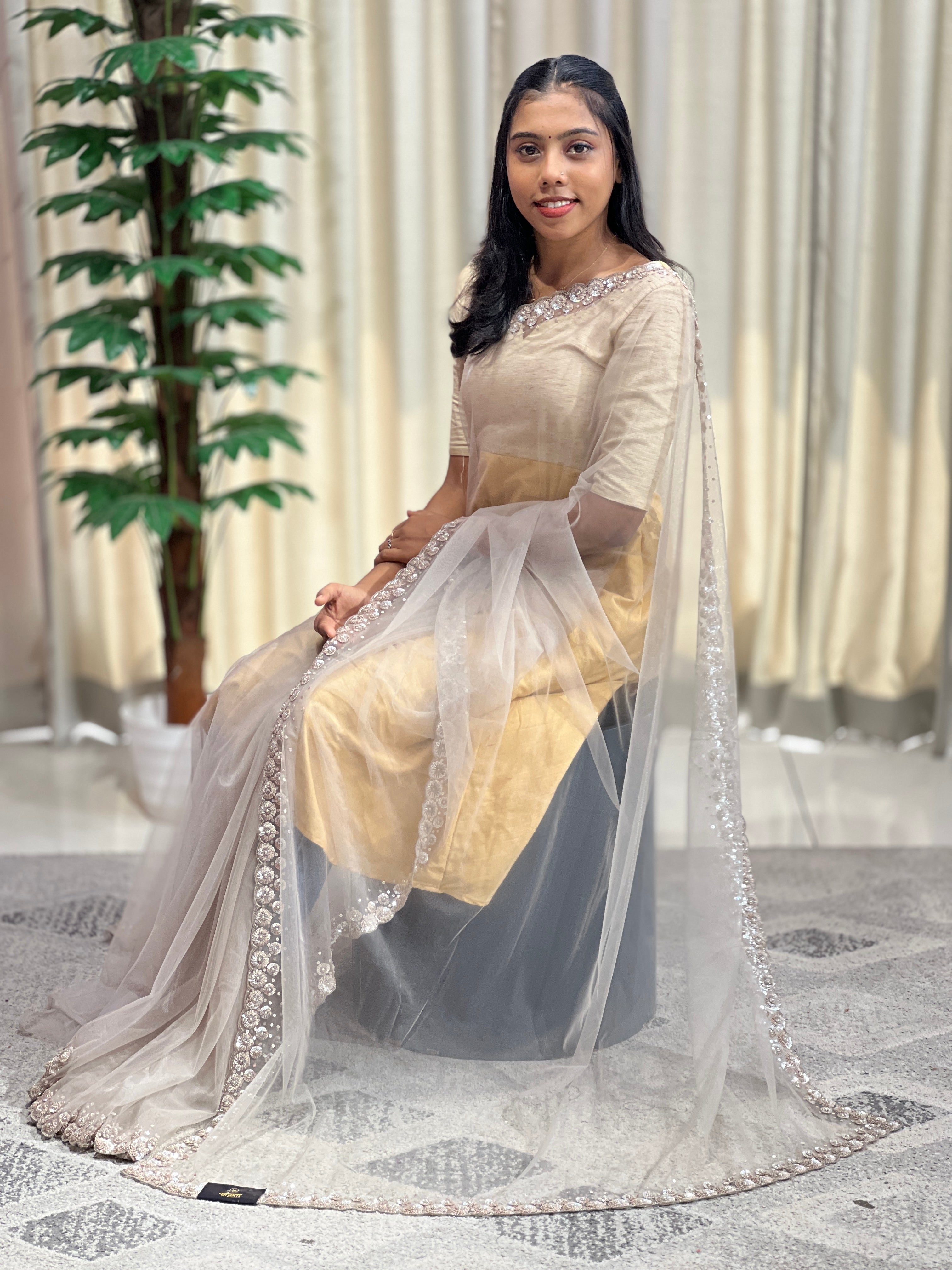 net saree dress designs Embroidered Net Sarees