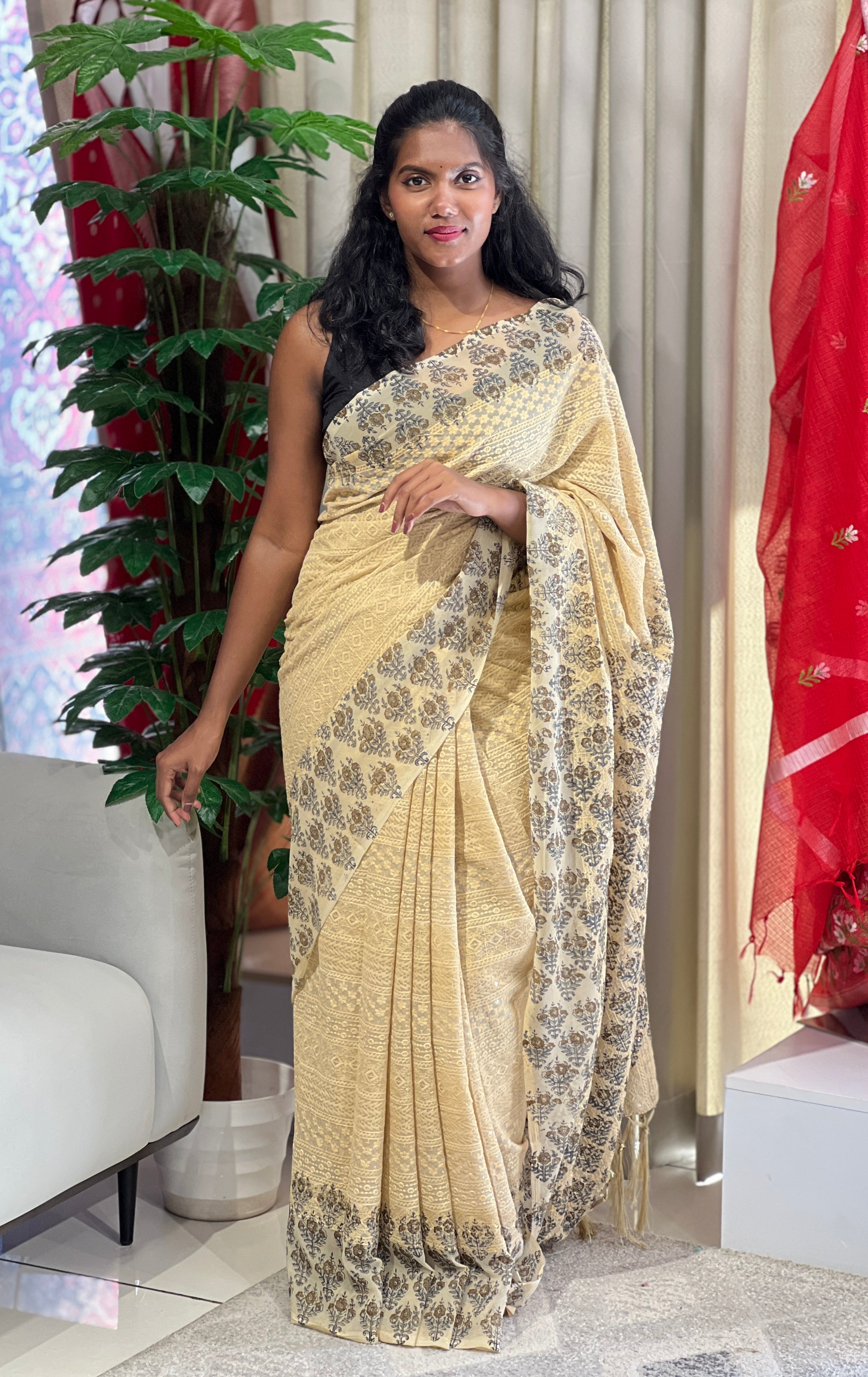 Lucknowi Embroidered Semi Georgette Saree | PF976