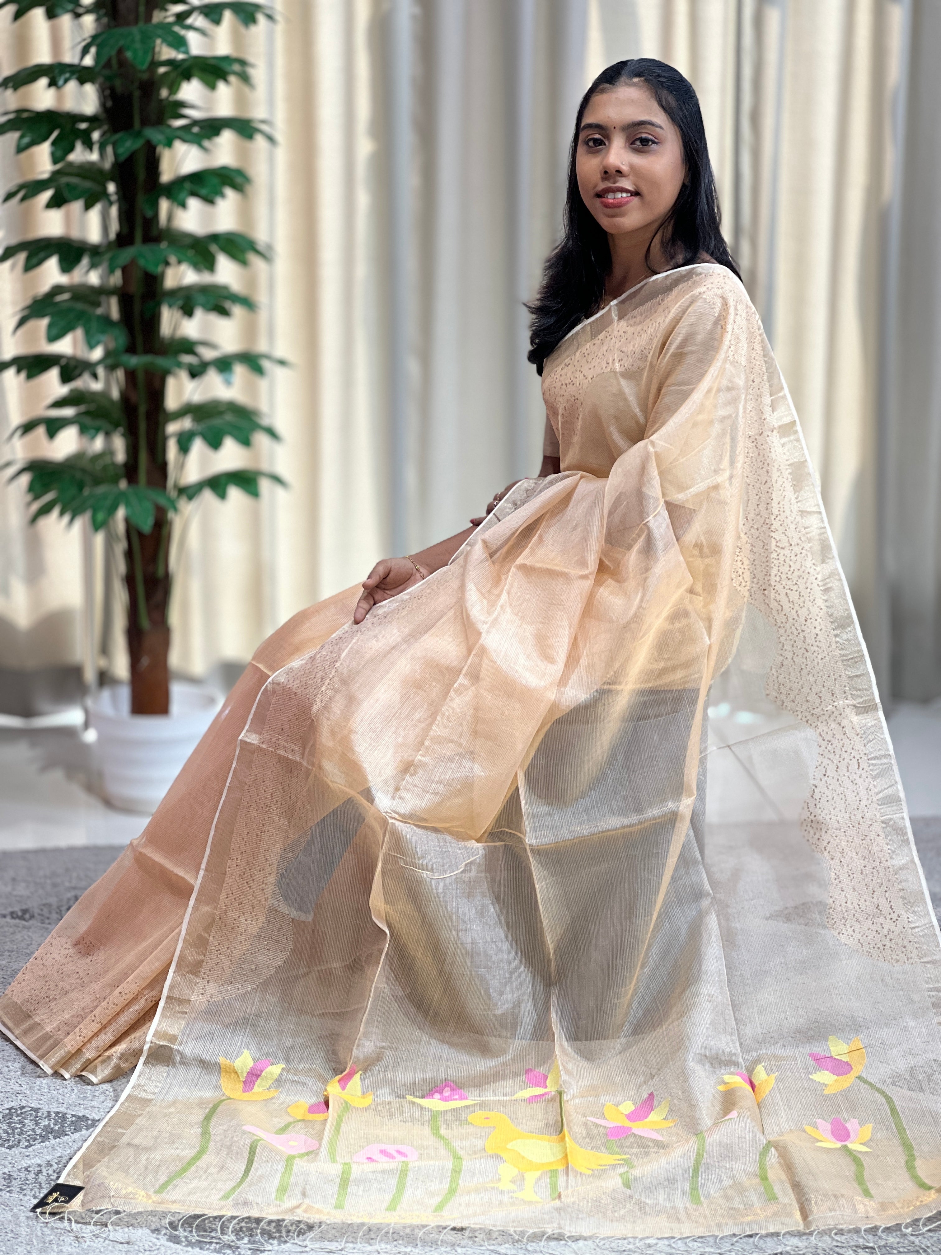 Jamdani Weaved Silk Organza Saree | RGD667