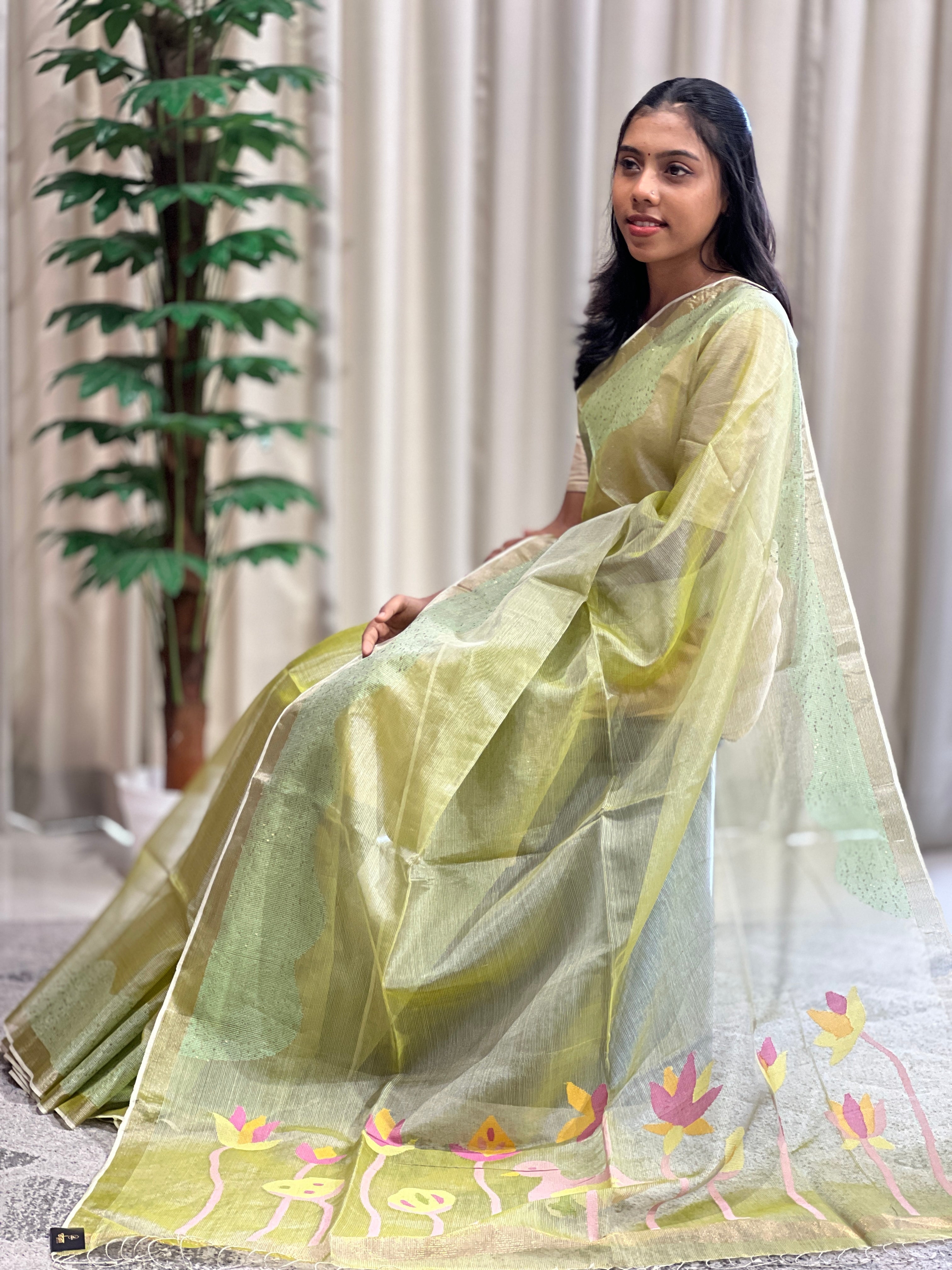 Jamdani Weaved Silk Organza Saree | RGD668