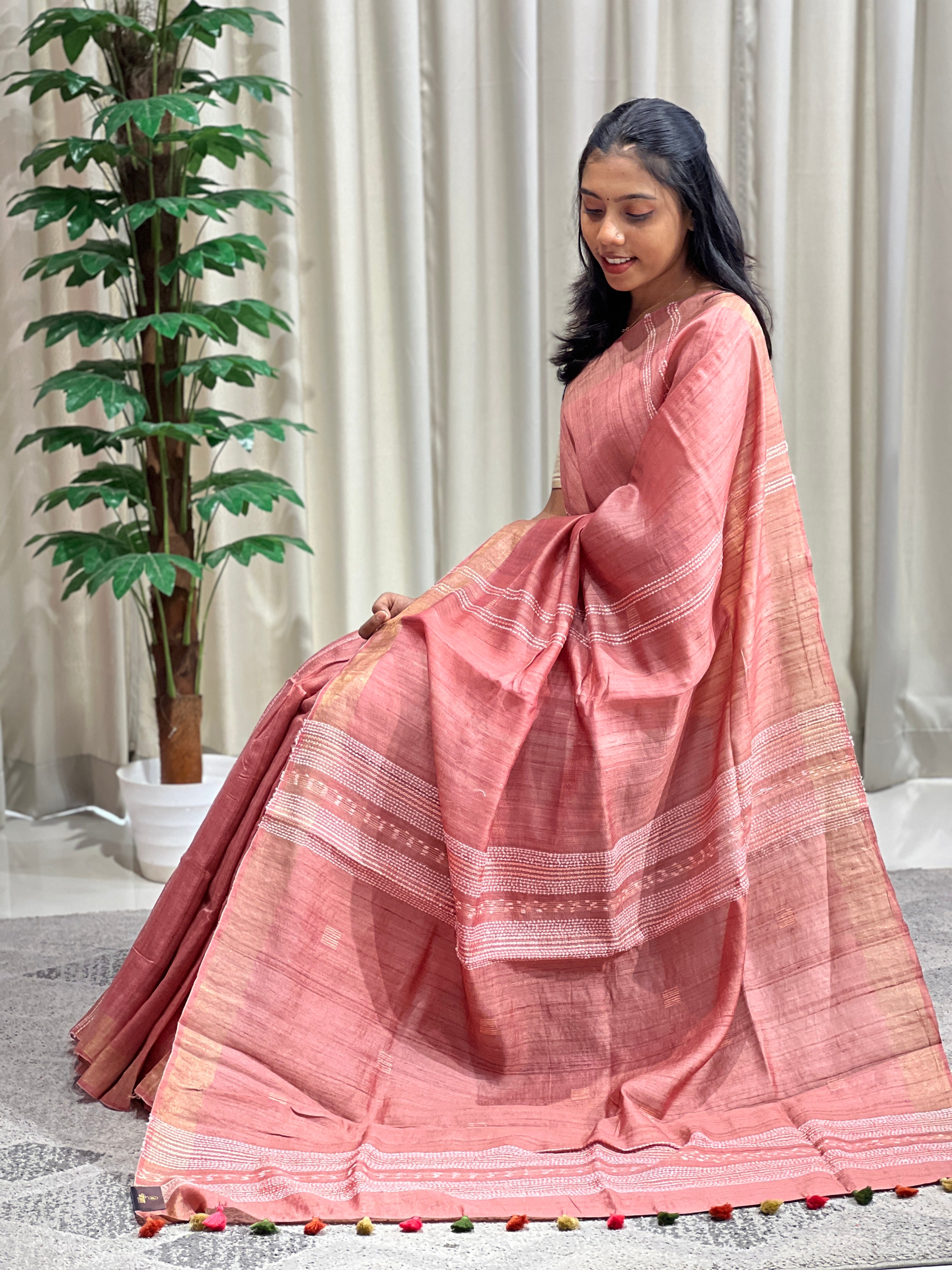 Kesiya Weaved Handloom Desi Tussar Saree | RGD658