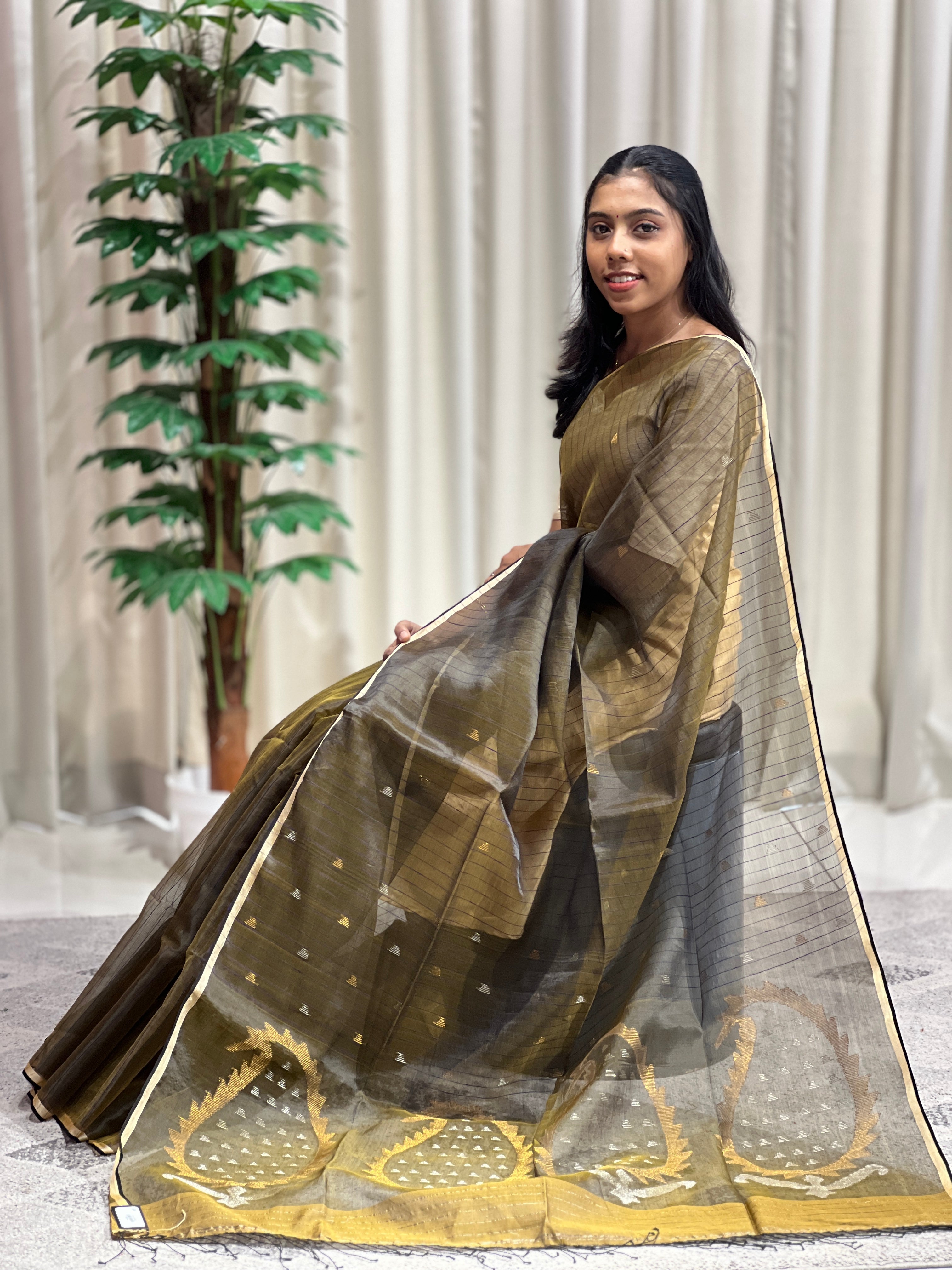Jamdani Weaved Silk Organza Saree | RGD664