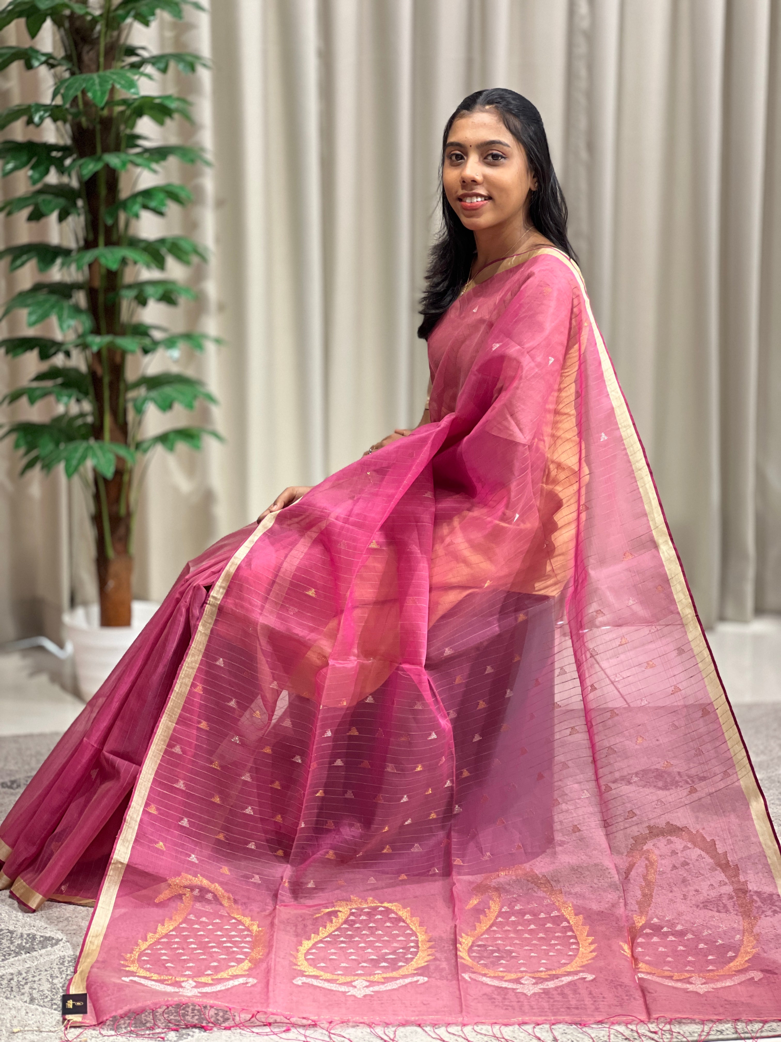 Jamdani Weaved Silk Organza Saree | RGD665