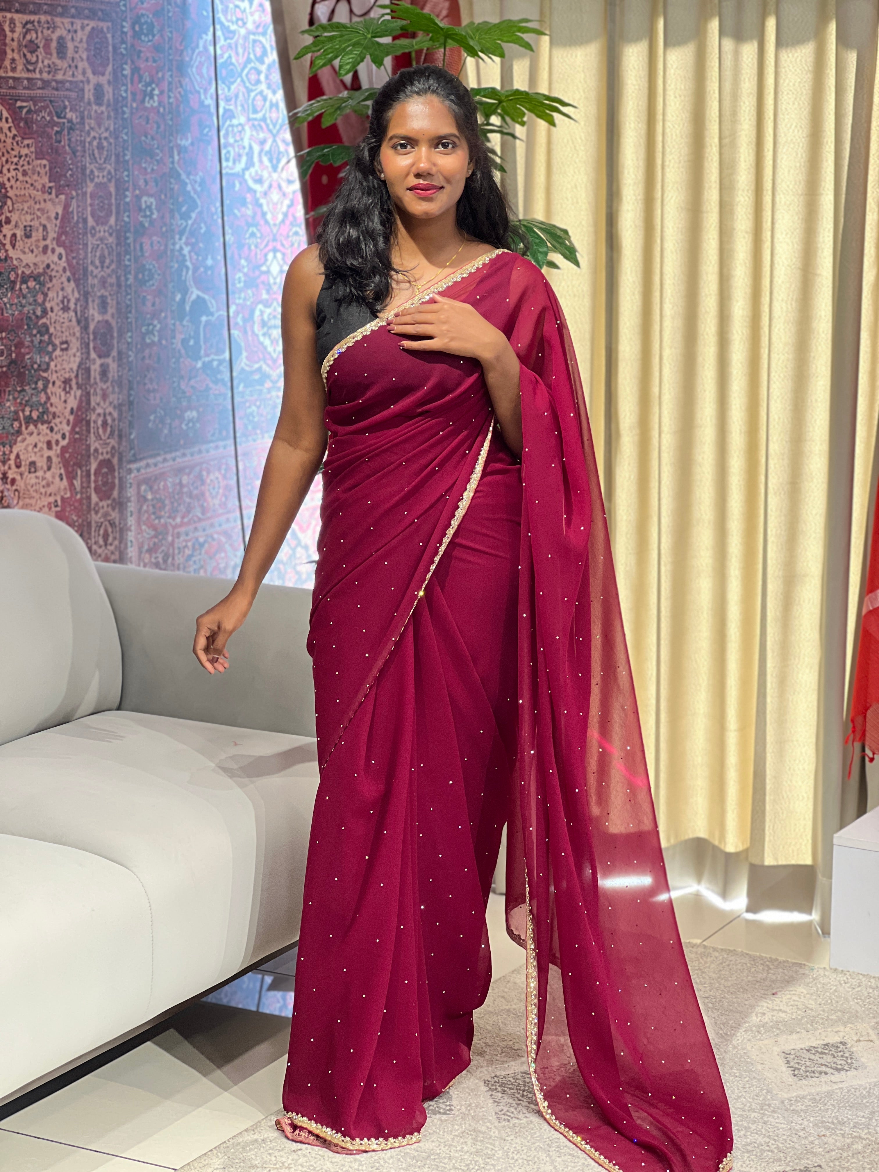 Jarkan Stone Work Georgette Saree | ISP136