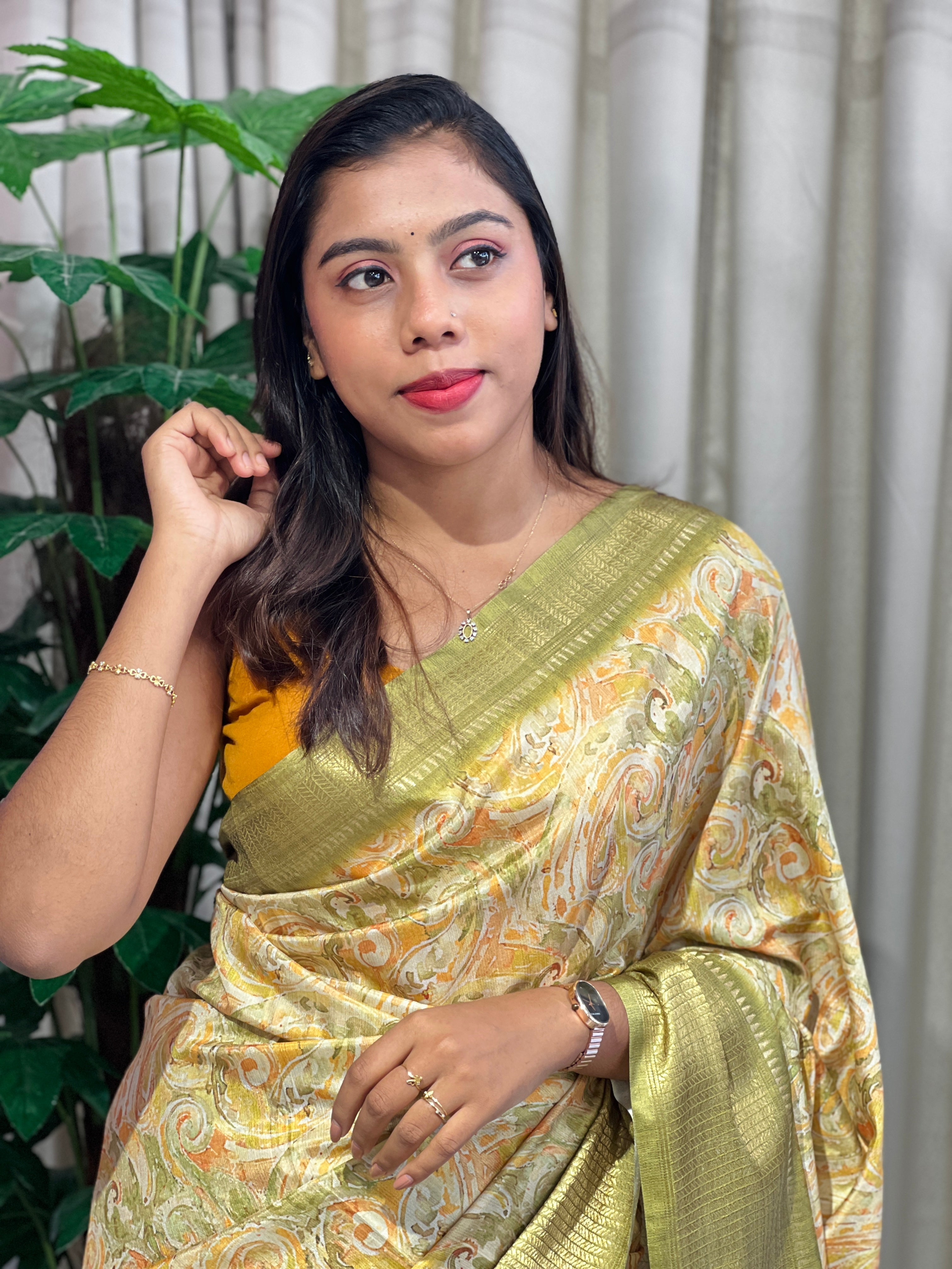 Digital Print Design Modal Finish Chanderi Saree | SHF167