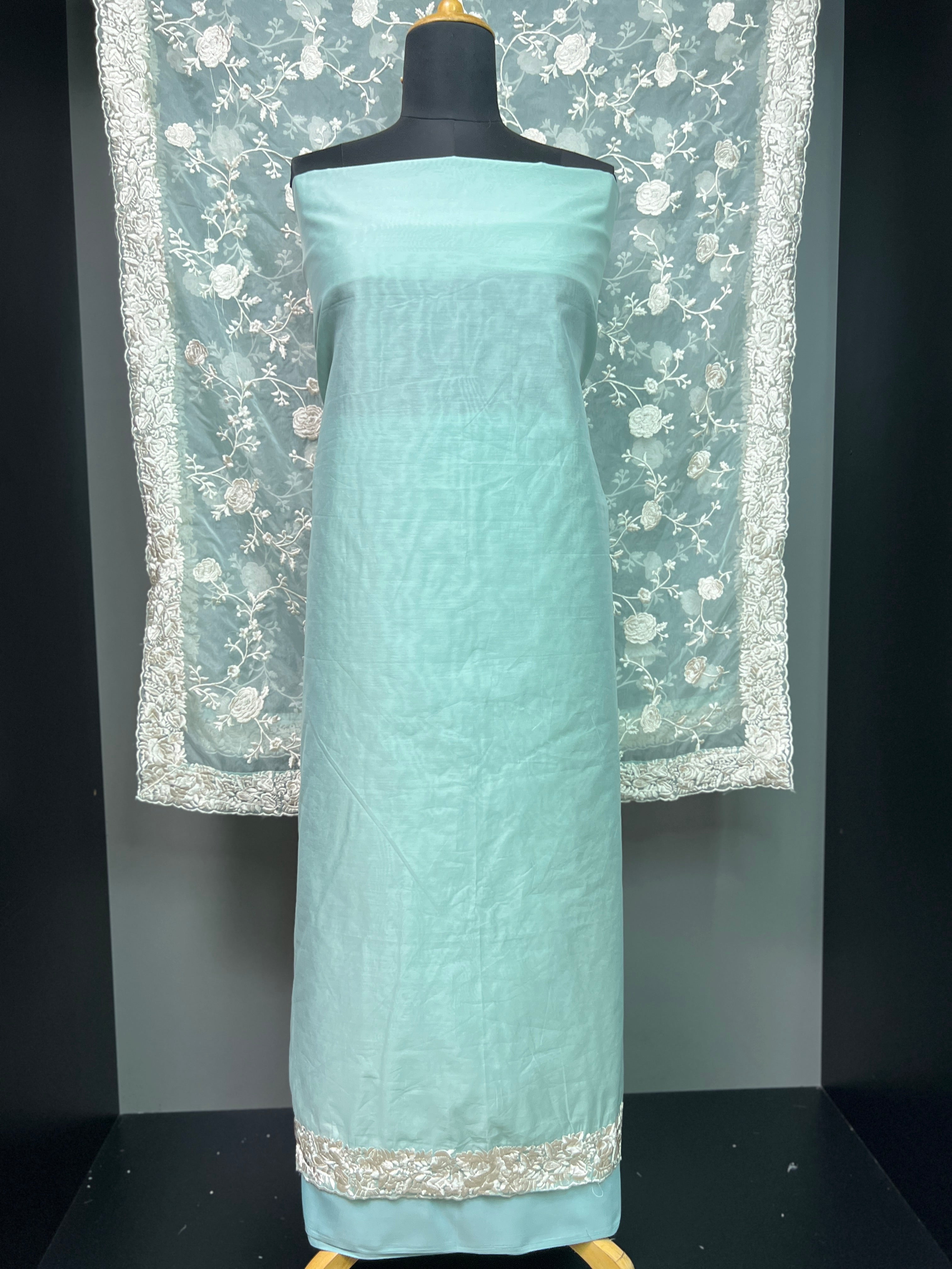 Floral Embroidery Chanderi Salwar Set | SBP889