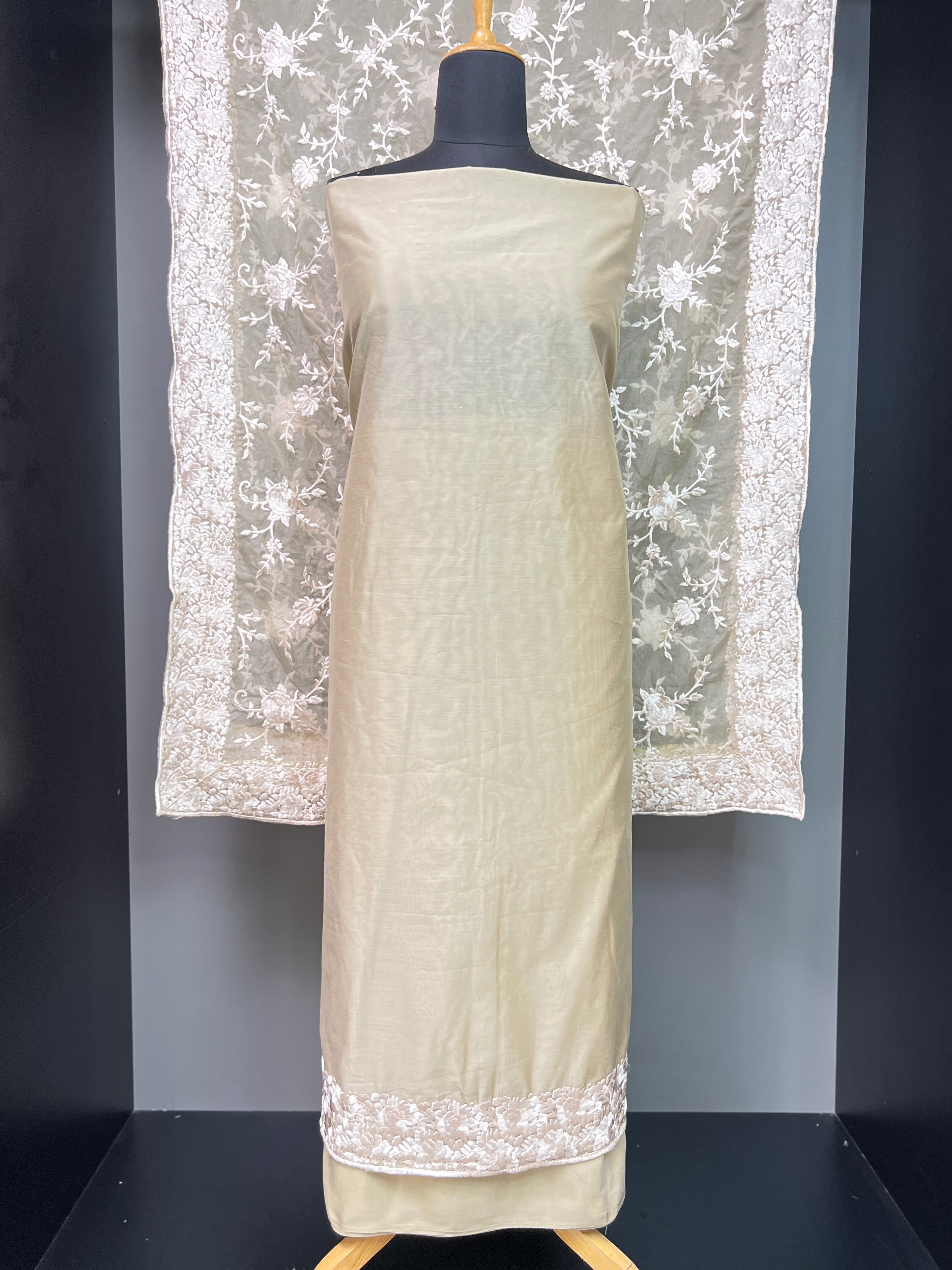 Floral Embroidery Detailed Chanderi Salwar Set | SBP888