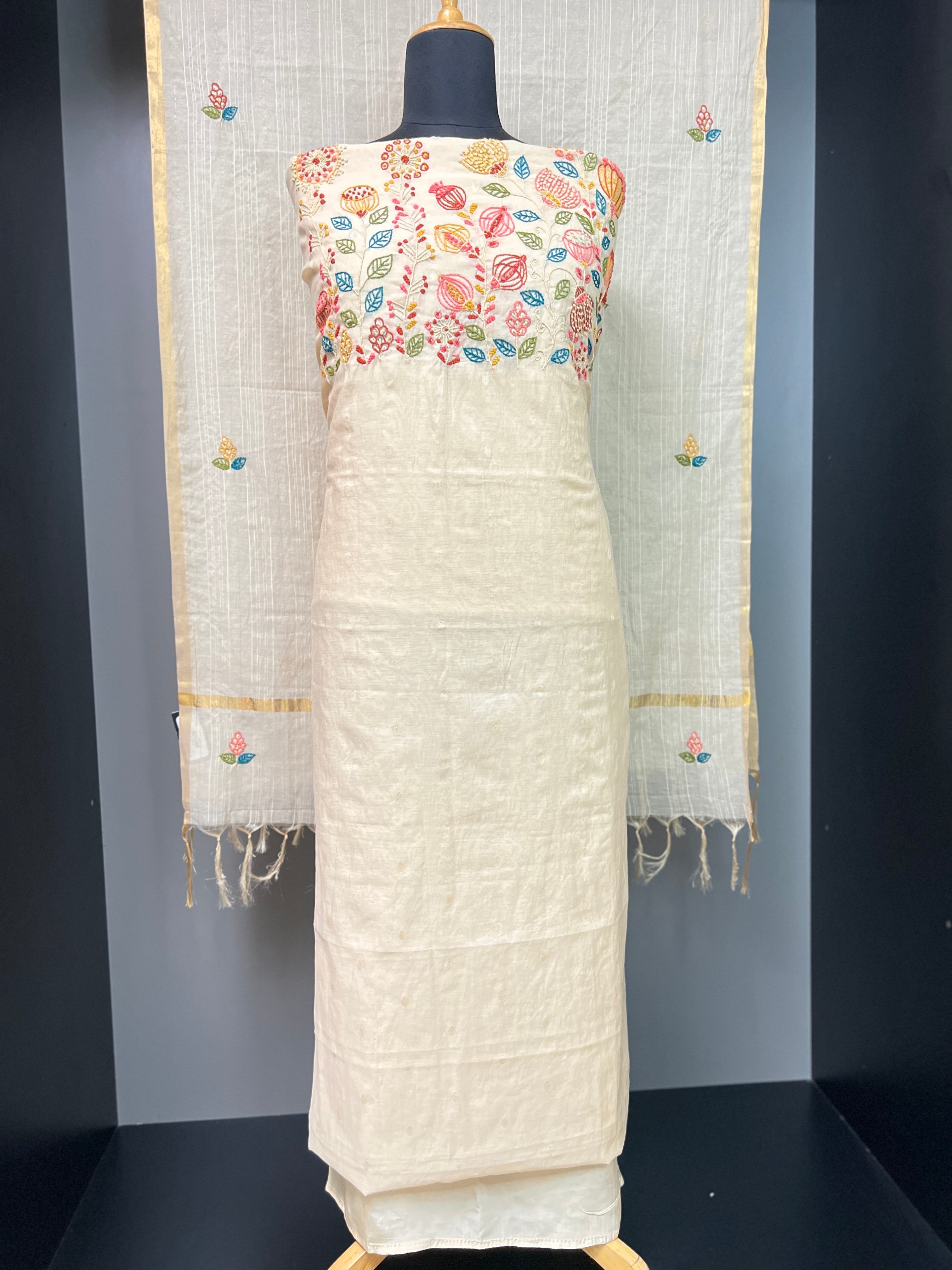 Embroidery Pattern Chanderi Salwar Set | ZAH113