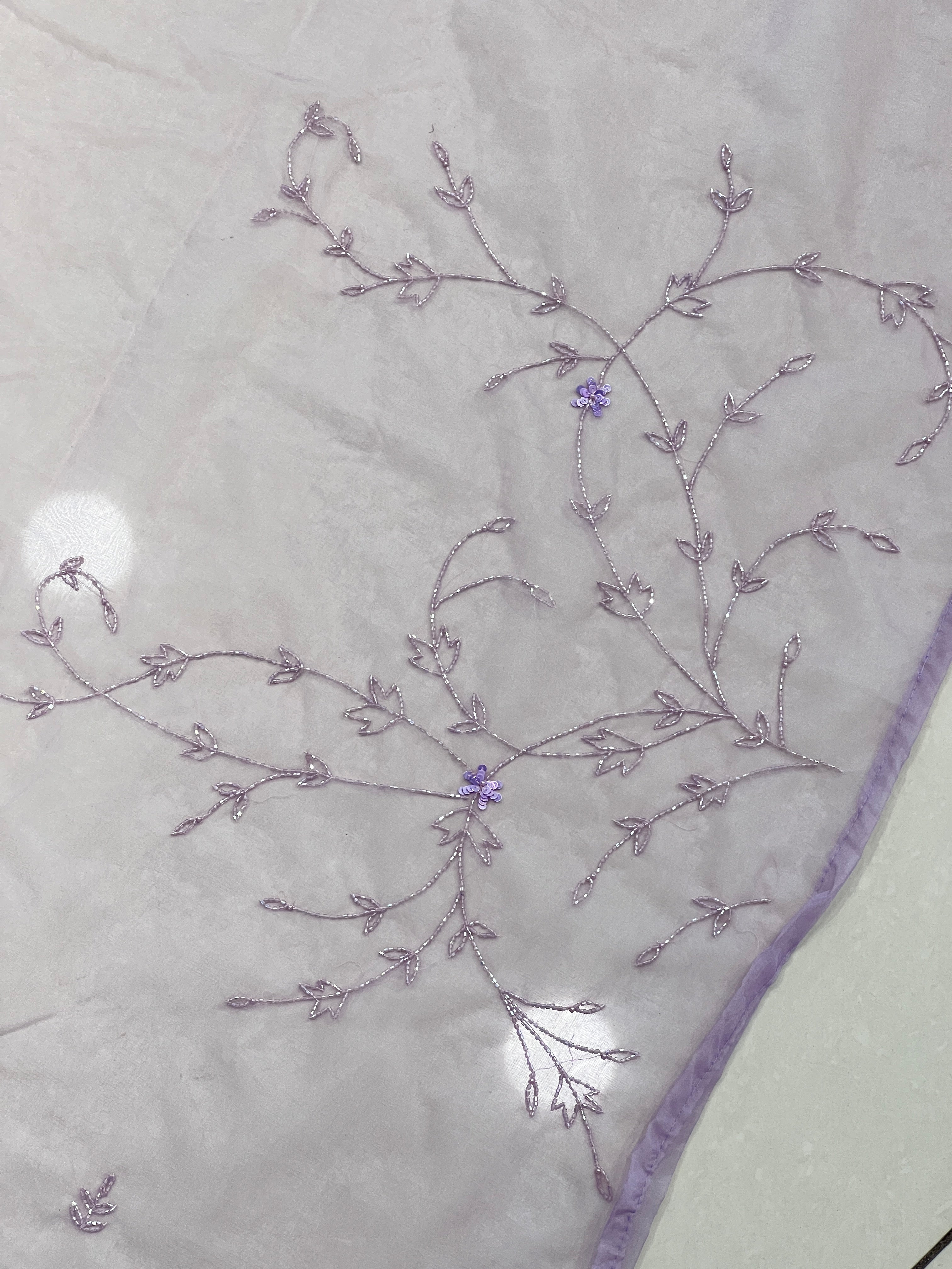 Sequence & Cut Beads Worked Organza Saree | SBP997