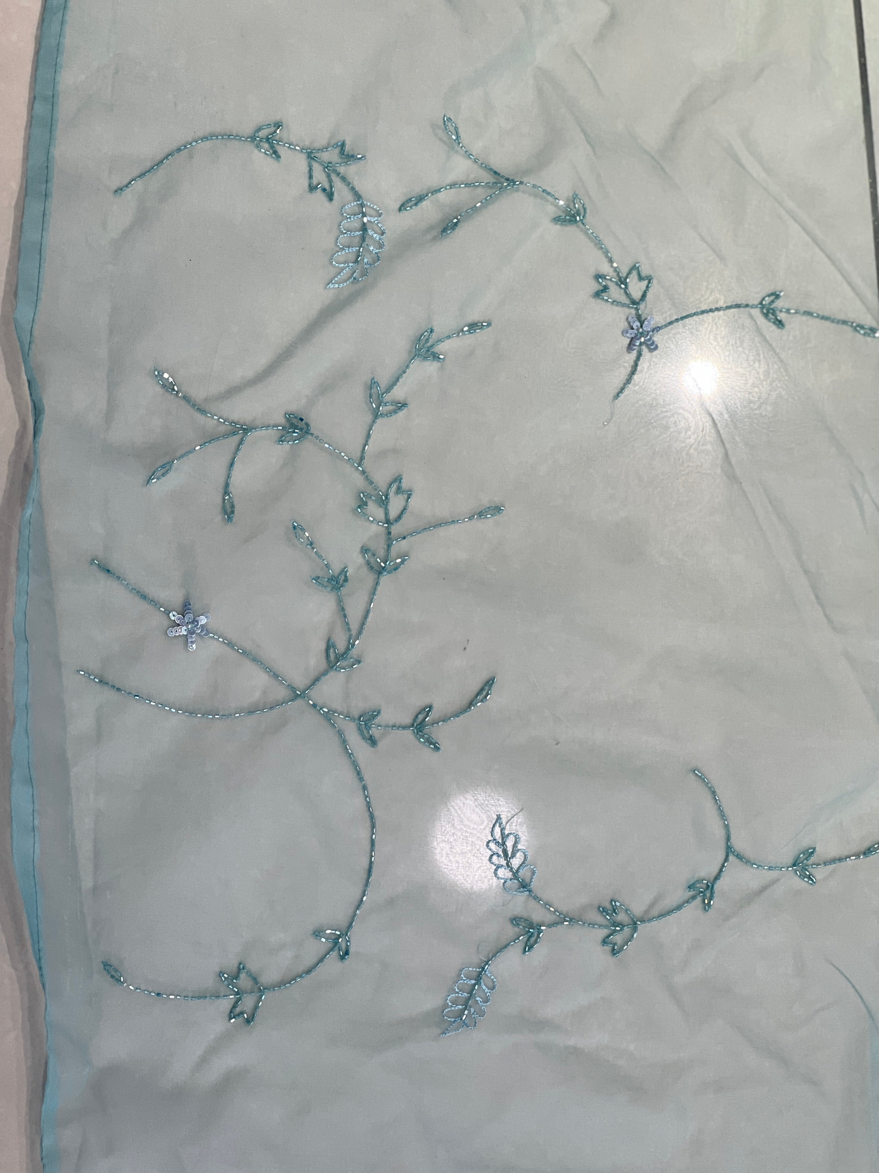 Sequence & Cut Beads Worked Organza Saree | SBP996